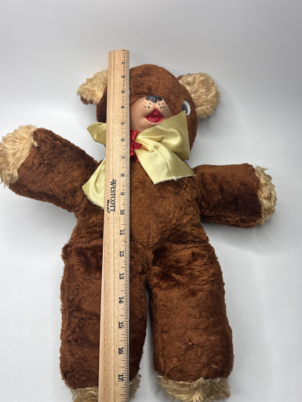 Vintage 18" Rubber Face Plush Teddy Bear Googly Eyes 1950s 1960s Anthropomorphic