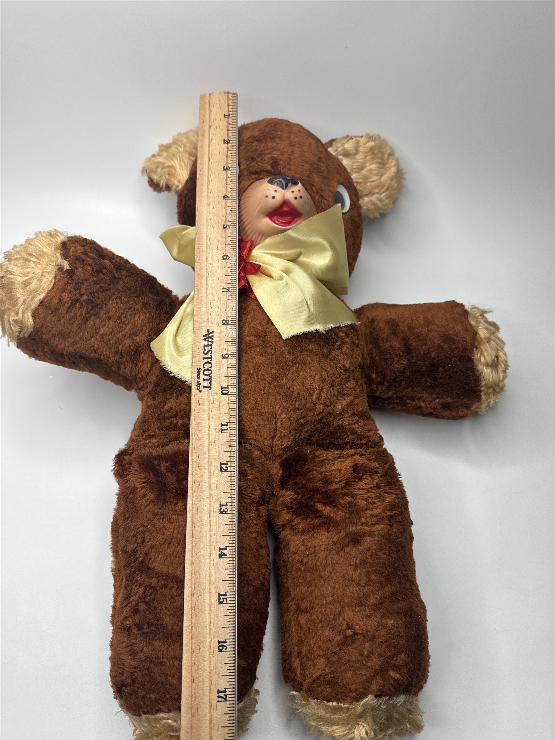Vintage 18" Rubber Face Plush Teddy Bear Googly Eyes 1950s 1960s Anthropomorphic