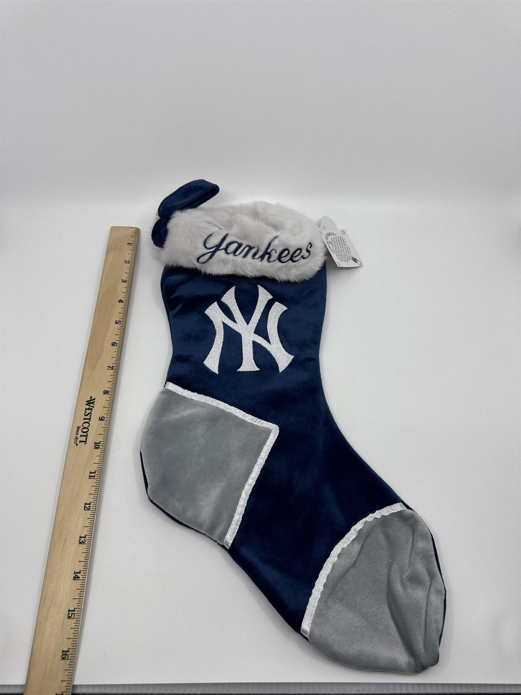 New York Yankees MLB Blue And Grey Plush Christmas Stocking And Hat Set