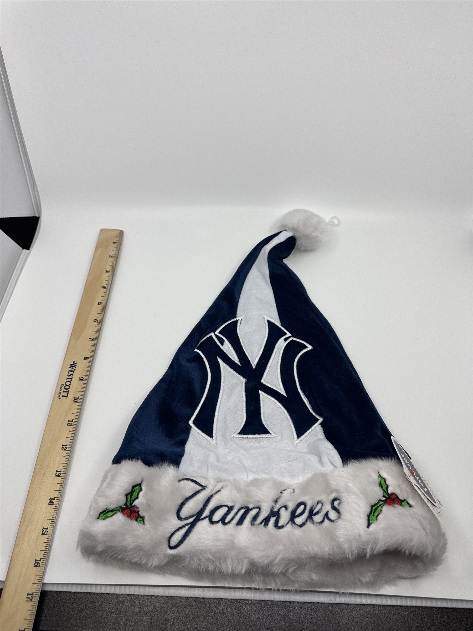 New York Yankees MLB Blue And Grey Plush Christmas Stocking And Hat Set