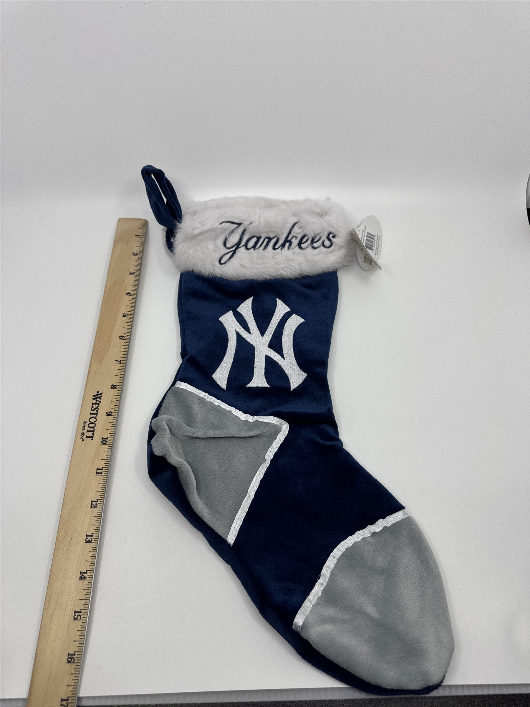 New York Yankees MLB Blue And Grey Plush Christmas Stocking And Hat Set