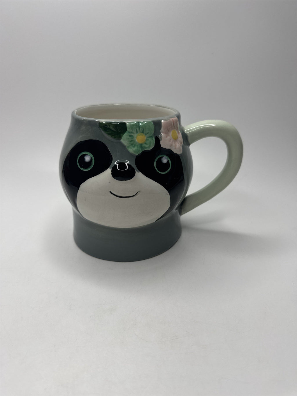 Cute Sloth Mug with Floral Adornment Big Eyes Sloth Mug by Boston Warehouse 18oz