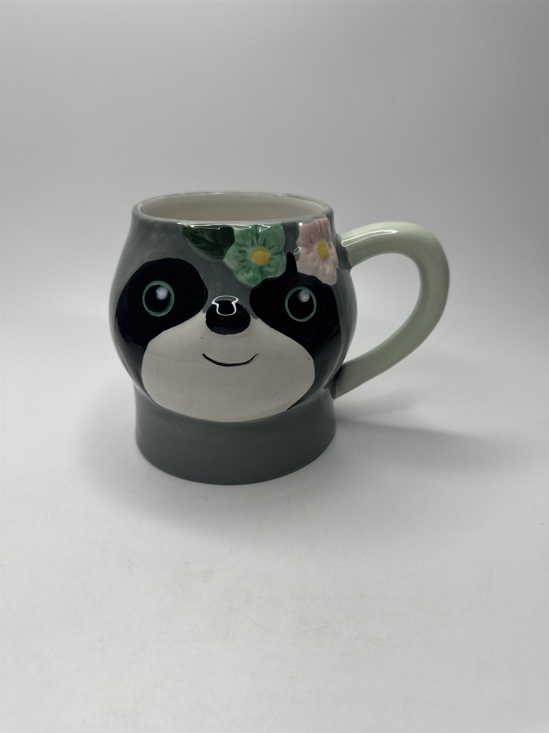 Cute Sloth Mug with Floral Adornment Big Eyes Sloth Mug by Boston Warehouse 18oz