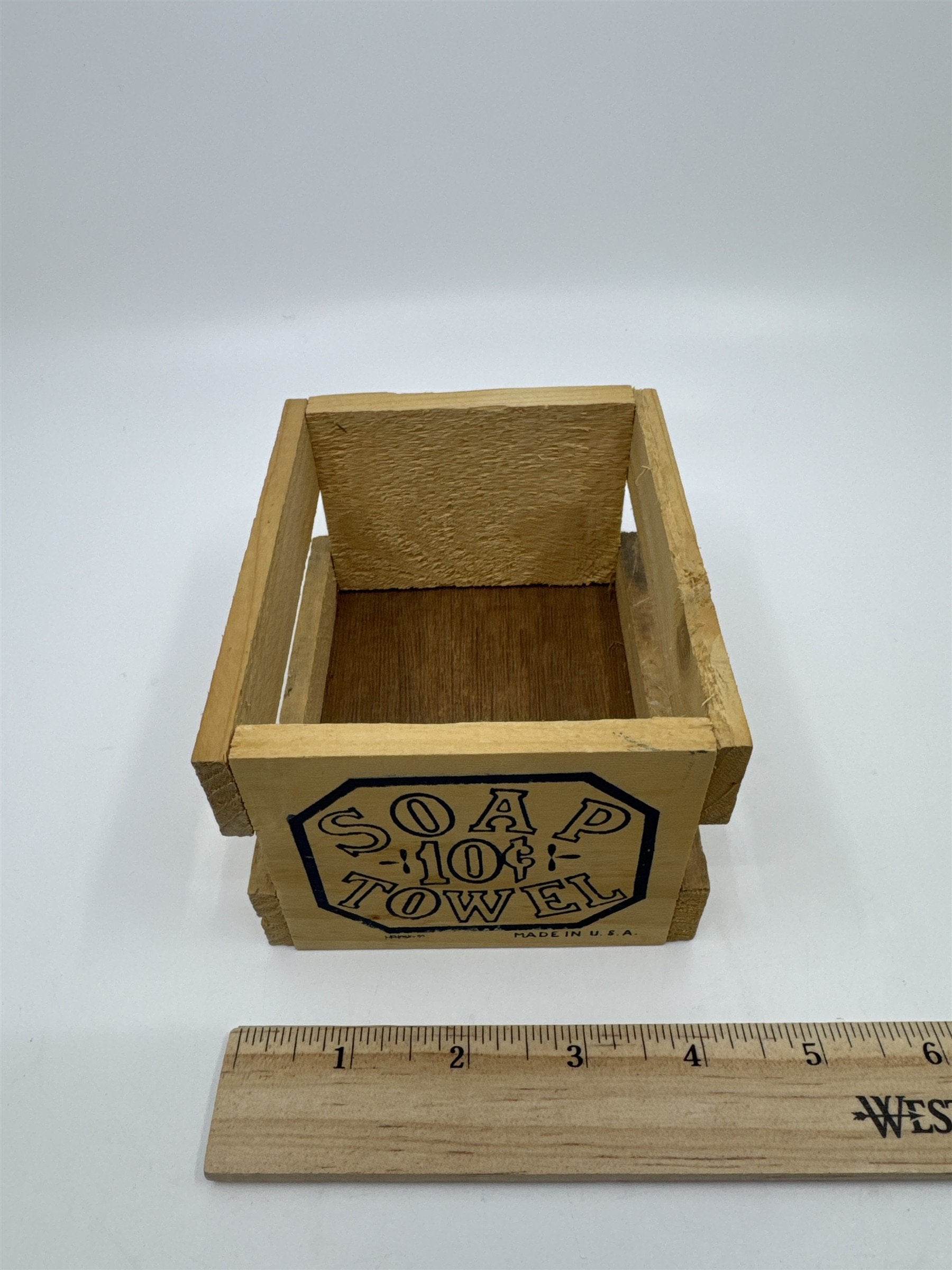 Vintage Wooden Small Soap Towel 10 Cents Wooden Decorative Box