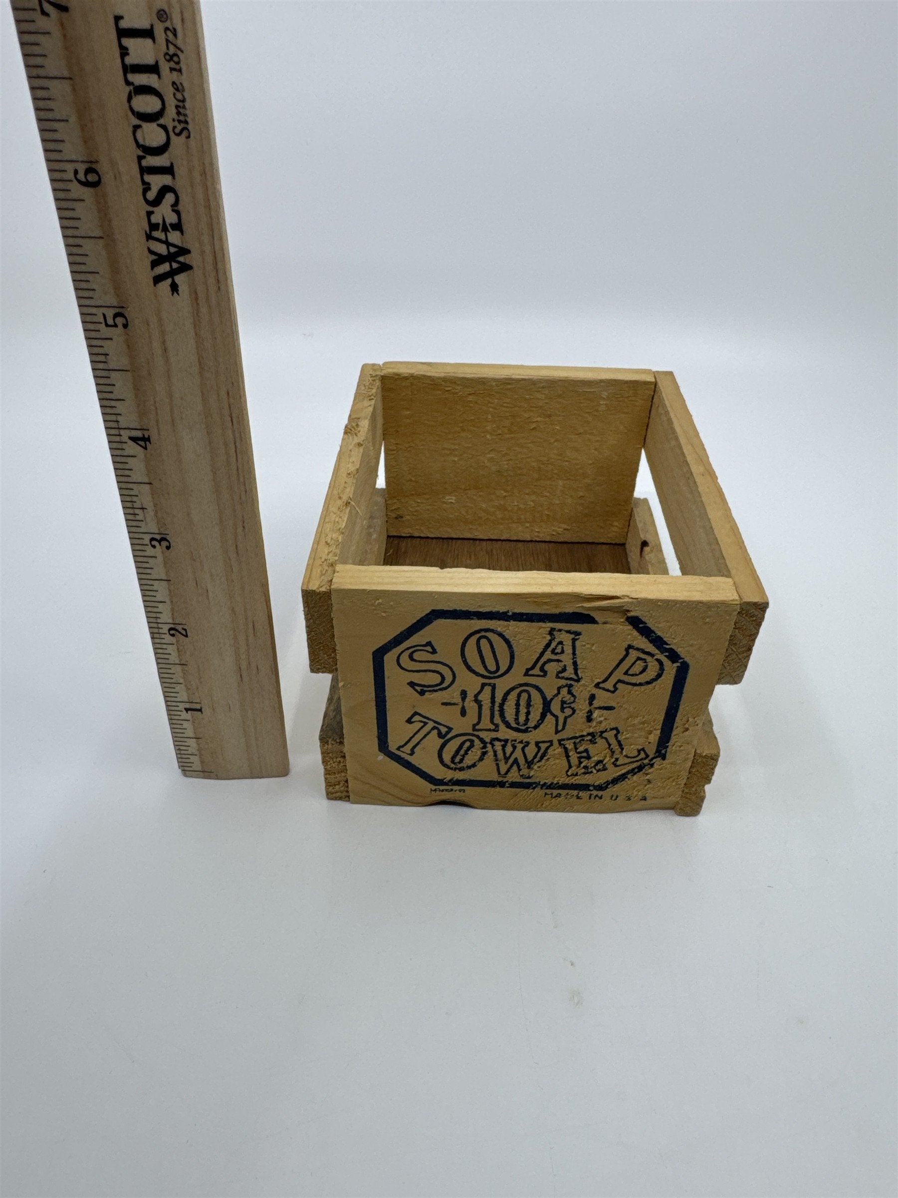 Vintage Wooden Small Soap Towel 10 Cents Wooden Decorative Box