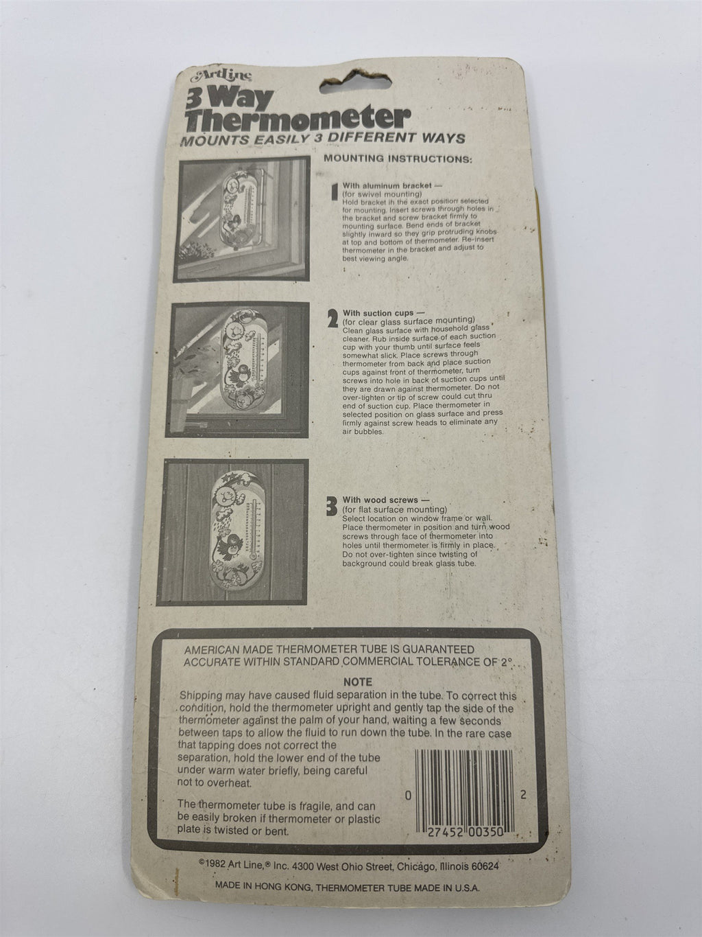 Vintage 1982 Artline 3 Way Thermometer W/ Butterfly Design