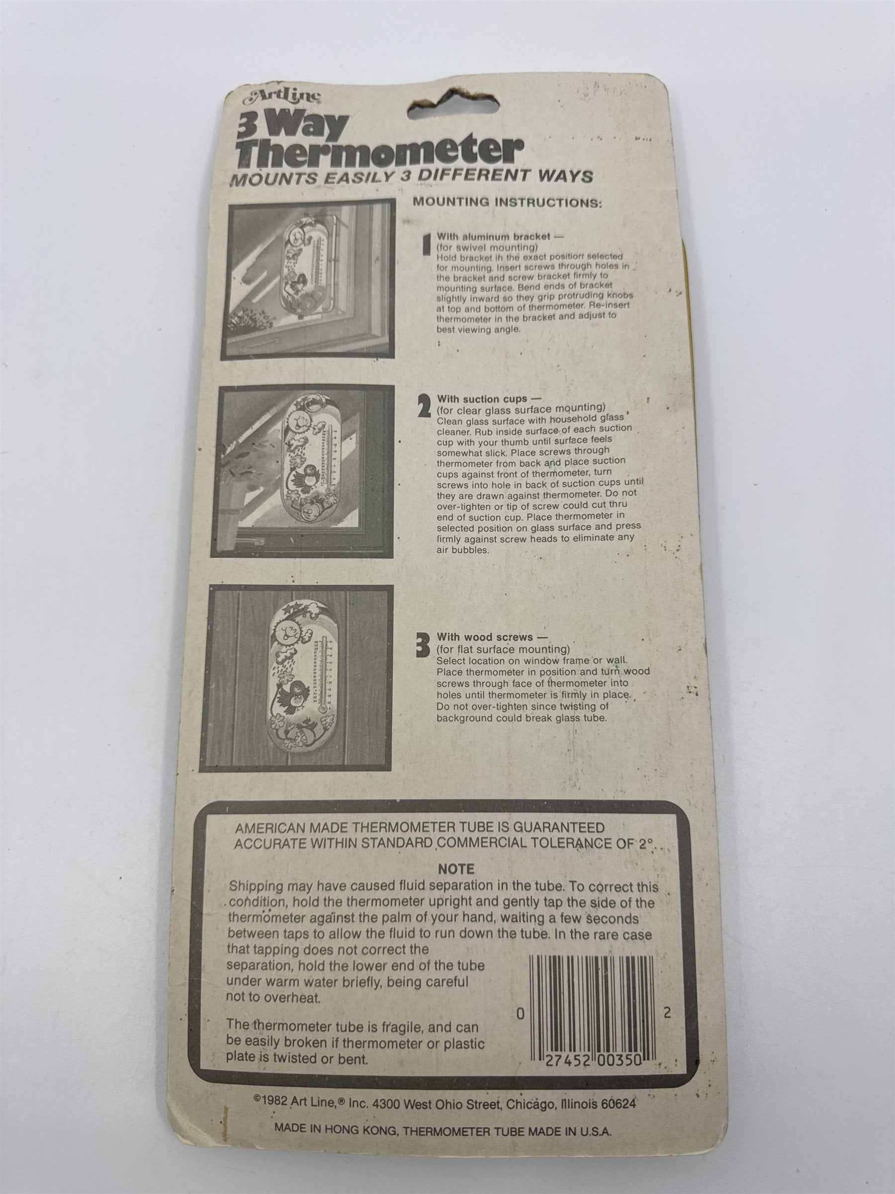 Vintage 1982 Artline 3 Way Thermometer W/ Butterfly Design