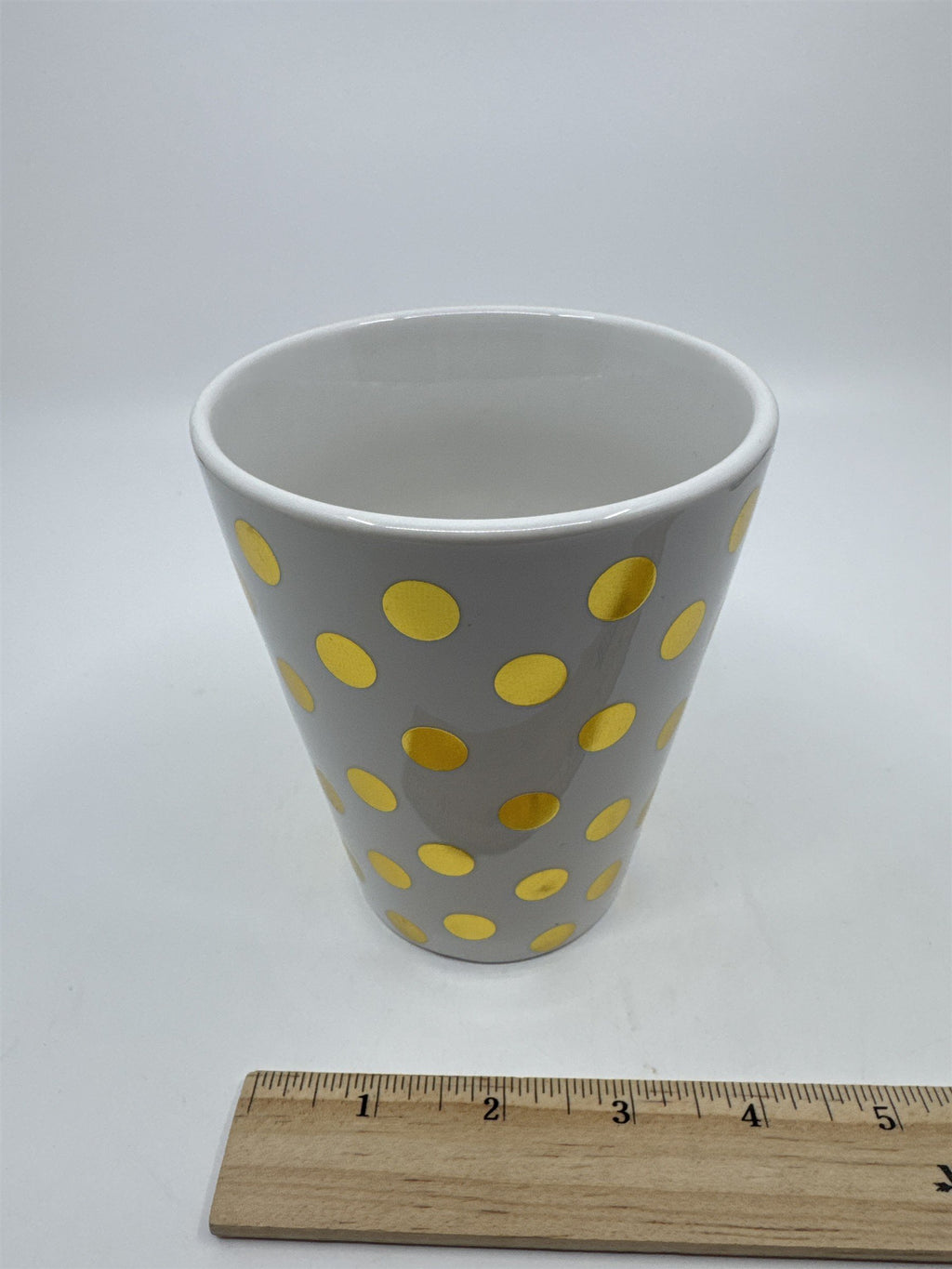 California Pantry Gold And White Polka Dot Coffee Drinking Mug