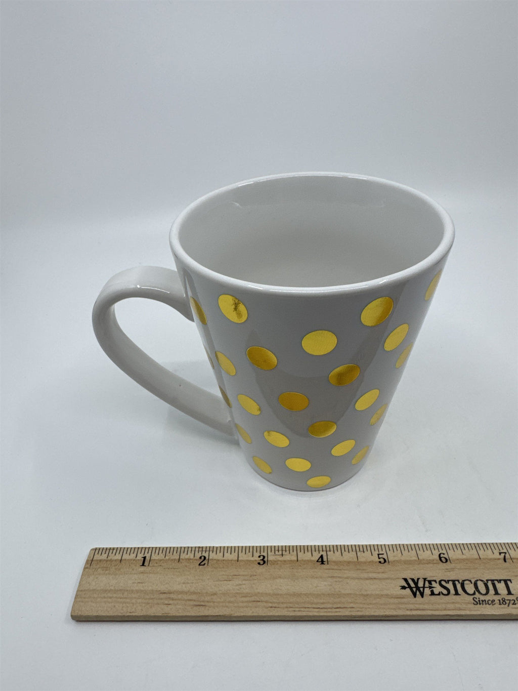 California Pantry Gold And White Polka Dot Coffee Drinking Mug
