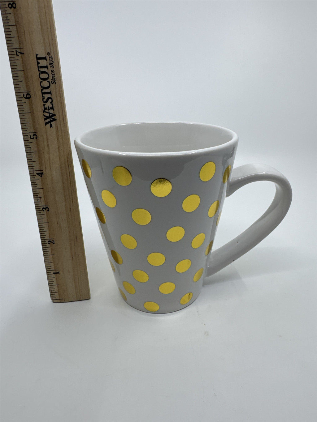 California Pantry Gold And White Polka Dot Coffee Drinking Mug