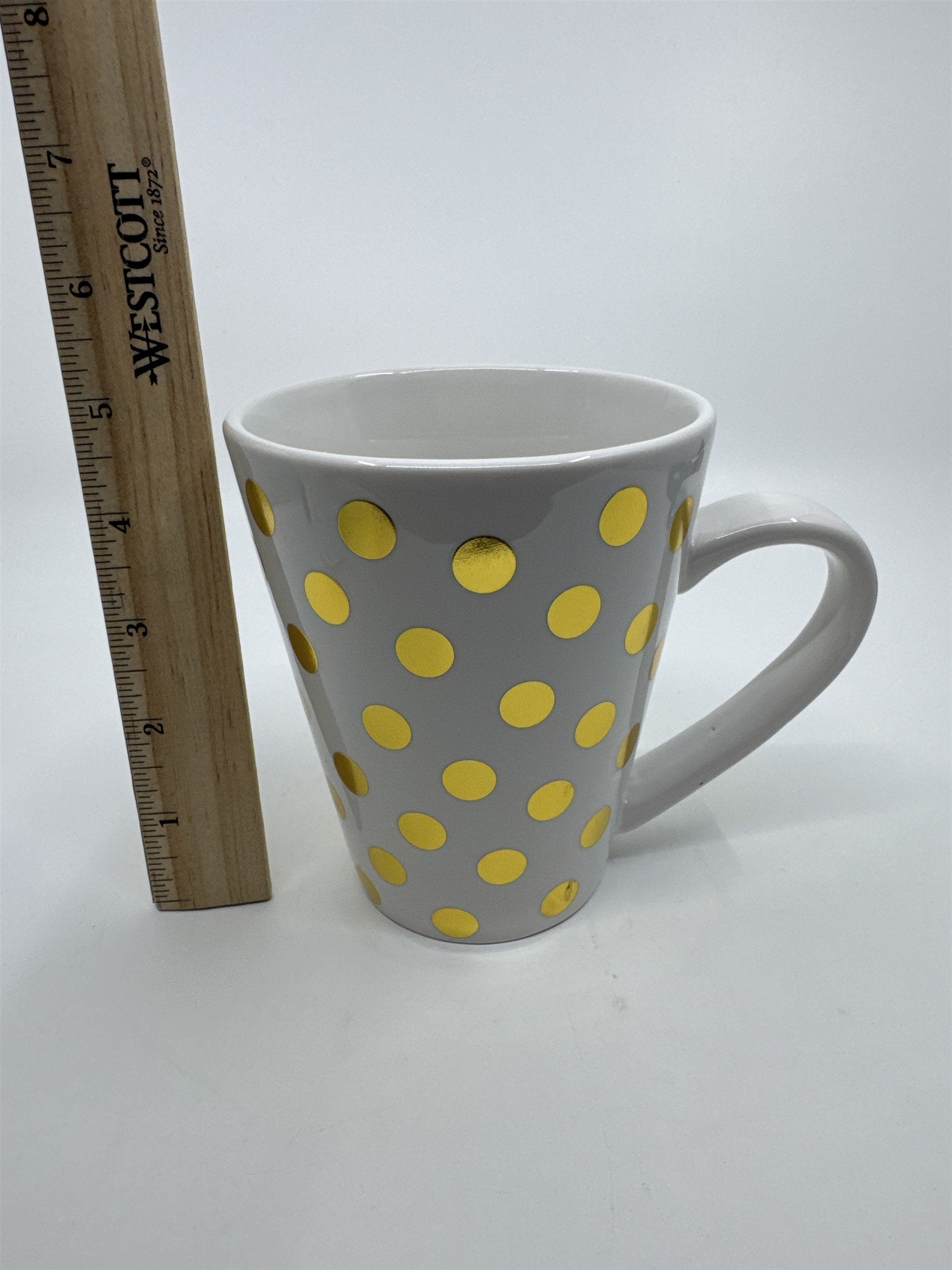 California Pantry Gold And White Polka Dot Coffee Drinking Mug