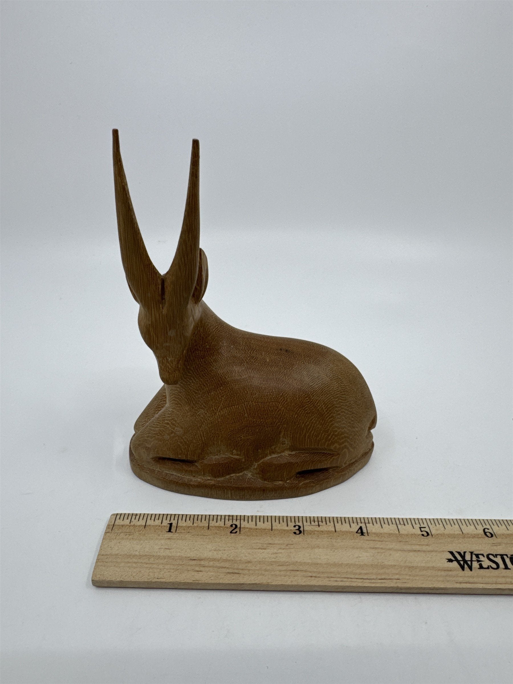 Vintage Carved Wooden Gazelle/Antelope Safari Decorative Figurine