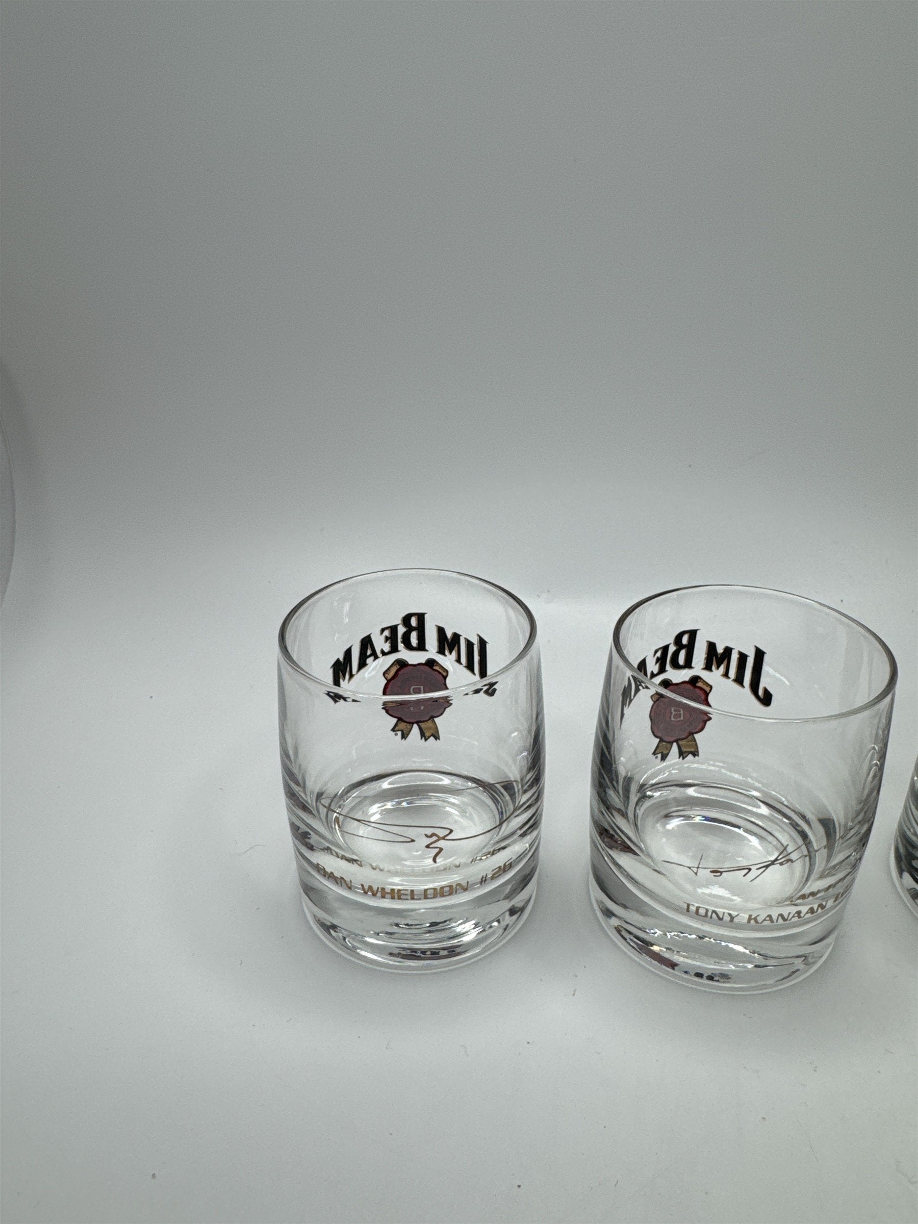 Lot of 5 Jim Beam Racing Glass Whiskey Shot Glass NASCAR IndyCar Promo
