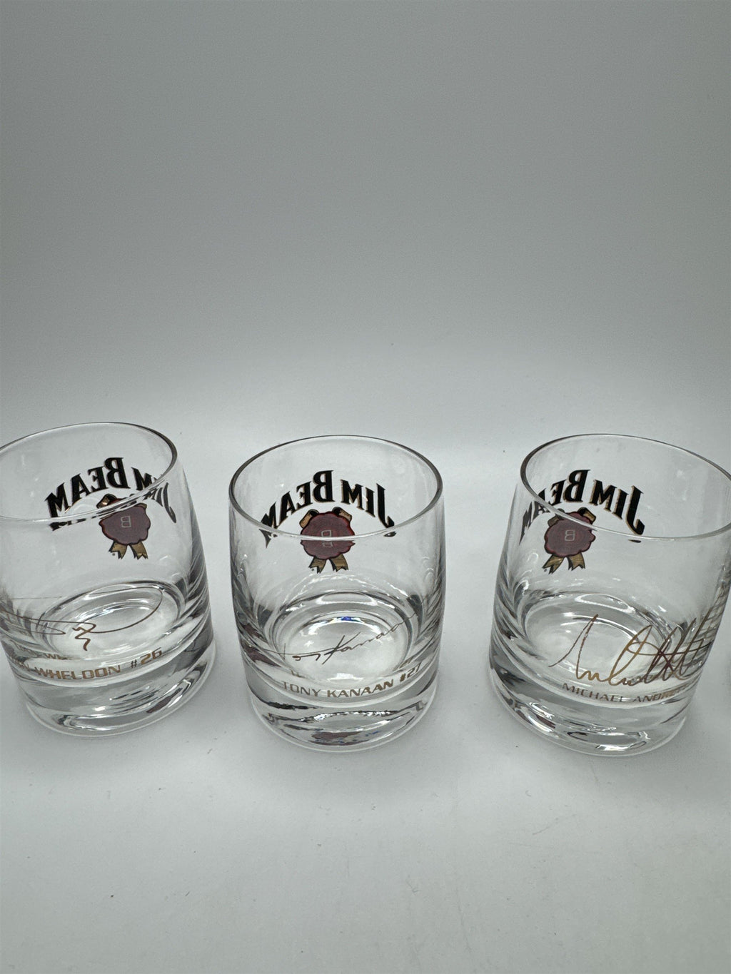 Lot of 5 Jim Beam Racing Glass Whiskey Shot Glass NASCAR IndyCar Promo