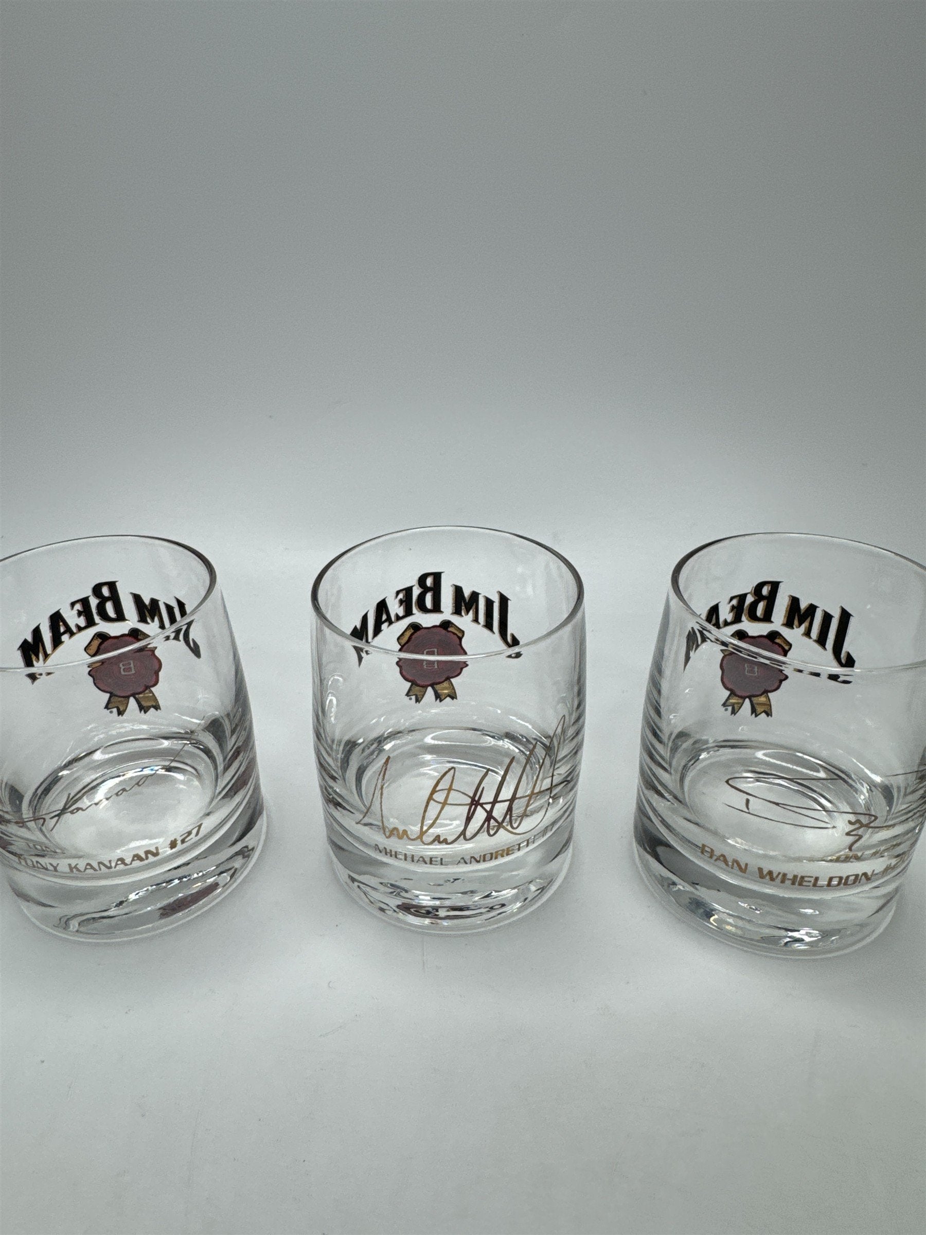 Lot of 5 Jim Beam Racing Glass Whiskey Shot Glass NASCAR IndyCar Promo