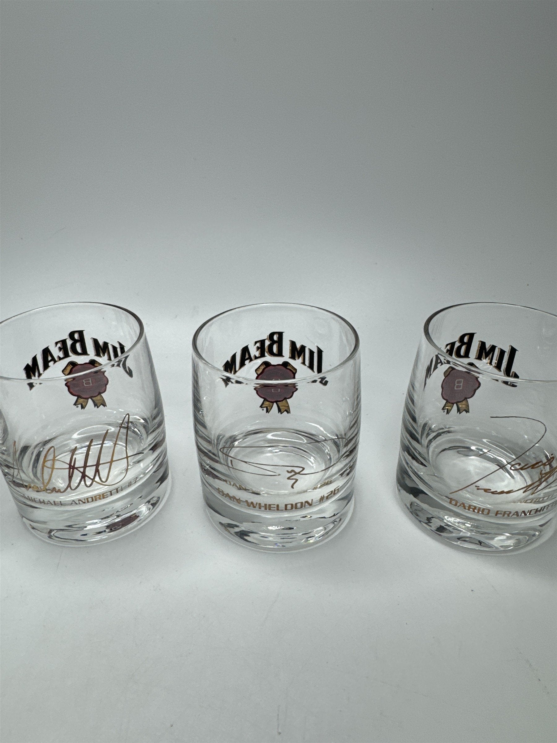 Lot of 5 Jim Beam Racing Glass Whiskey Shot Glass NASCAR IndyCar Promo
