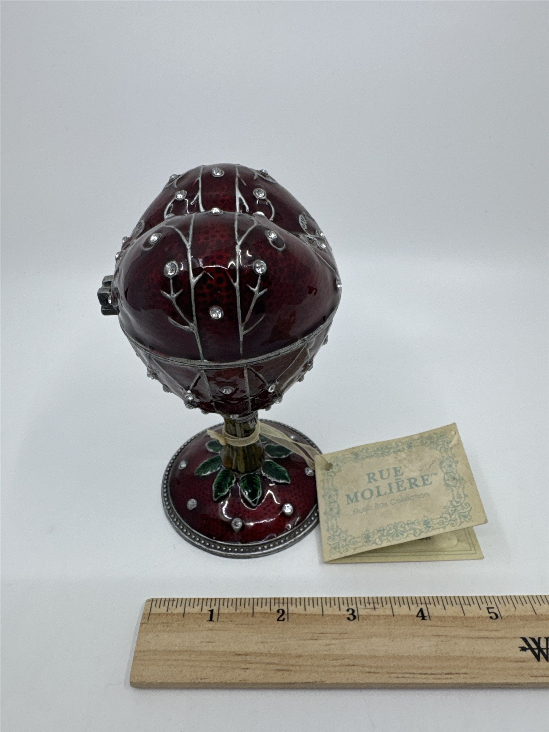 Red Rue Moliere Heart Shaped Music Box W/ Tag Music Box Collection