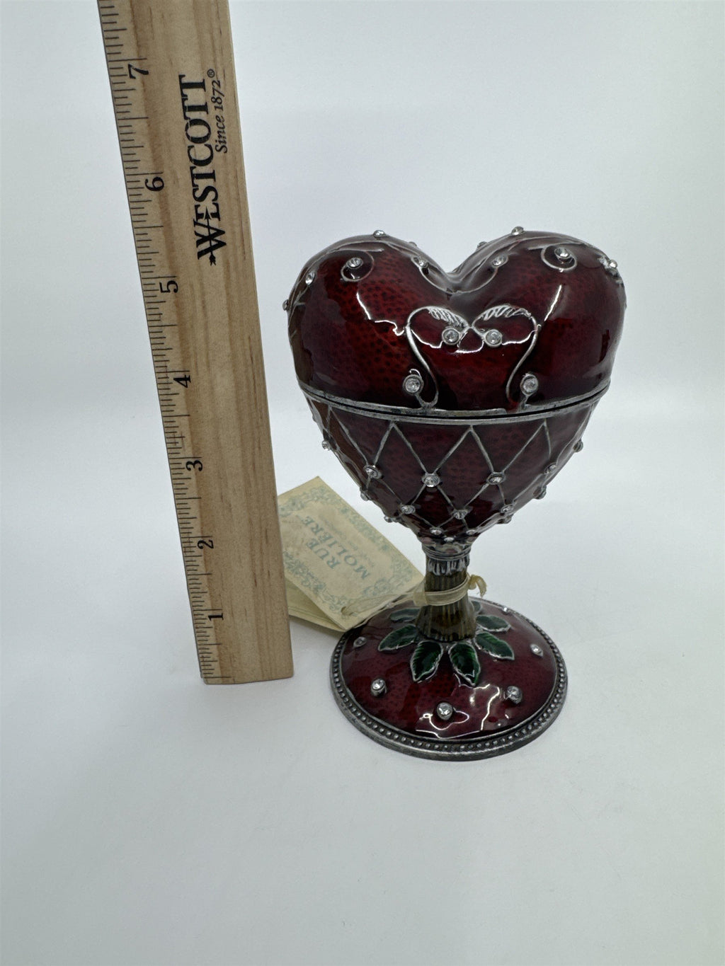 Red Rue Moliere Heart Shaped Music Box W/ Tag Music Box Collection