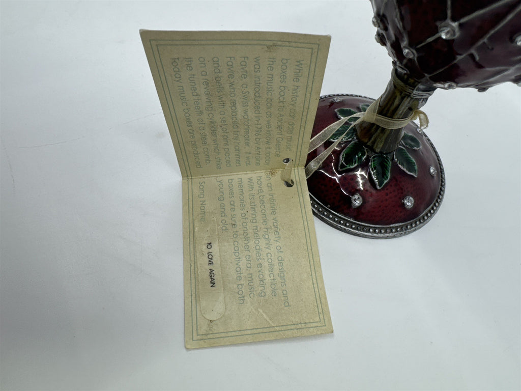 Red Rue Moliere Heart Shaped Music Box W/ Tag Music Box Collection