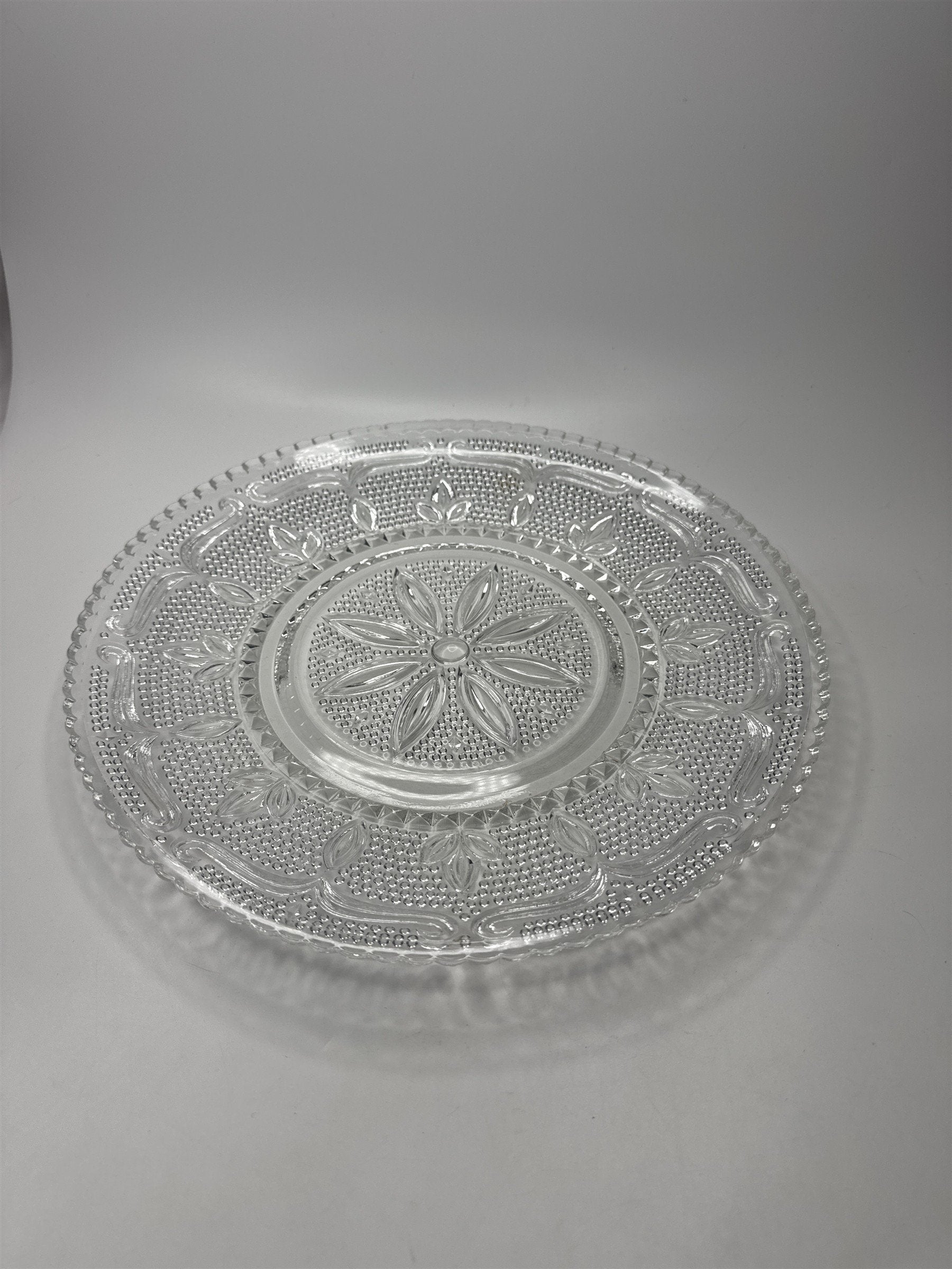 Vintage Federal Glass Heritage Sandwich Glass 11.5" Cake Plate Serving Platter