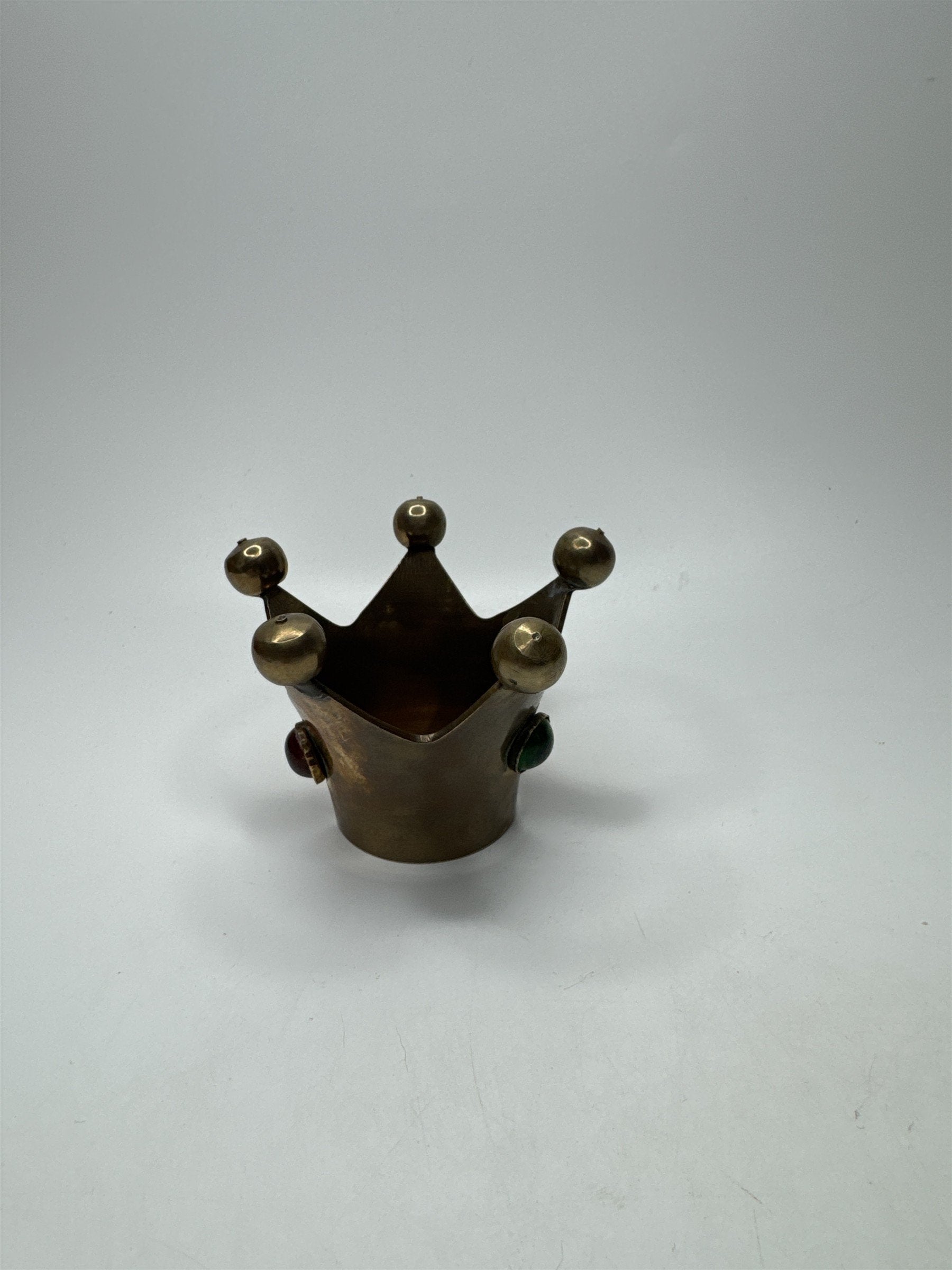 VTG Jester Brass Candle Holder Glass Jewels Fools Cap Decor