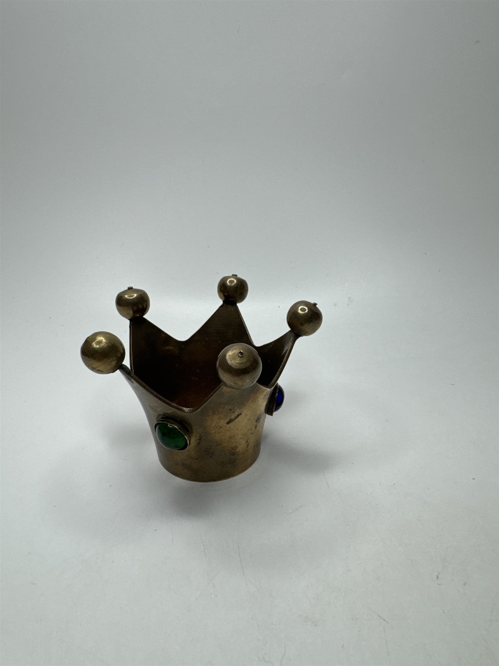 VTG Jester Brass Candle Holder Glass Jewels Fools Cap Decor