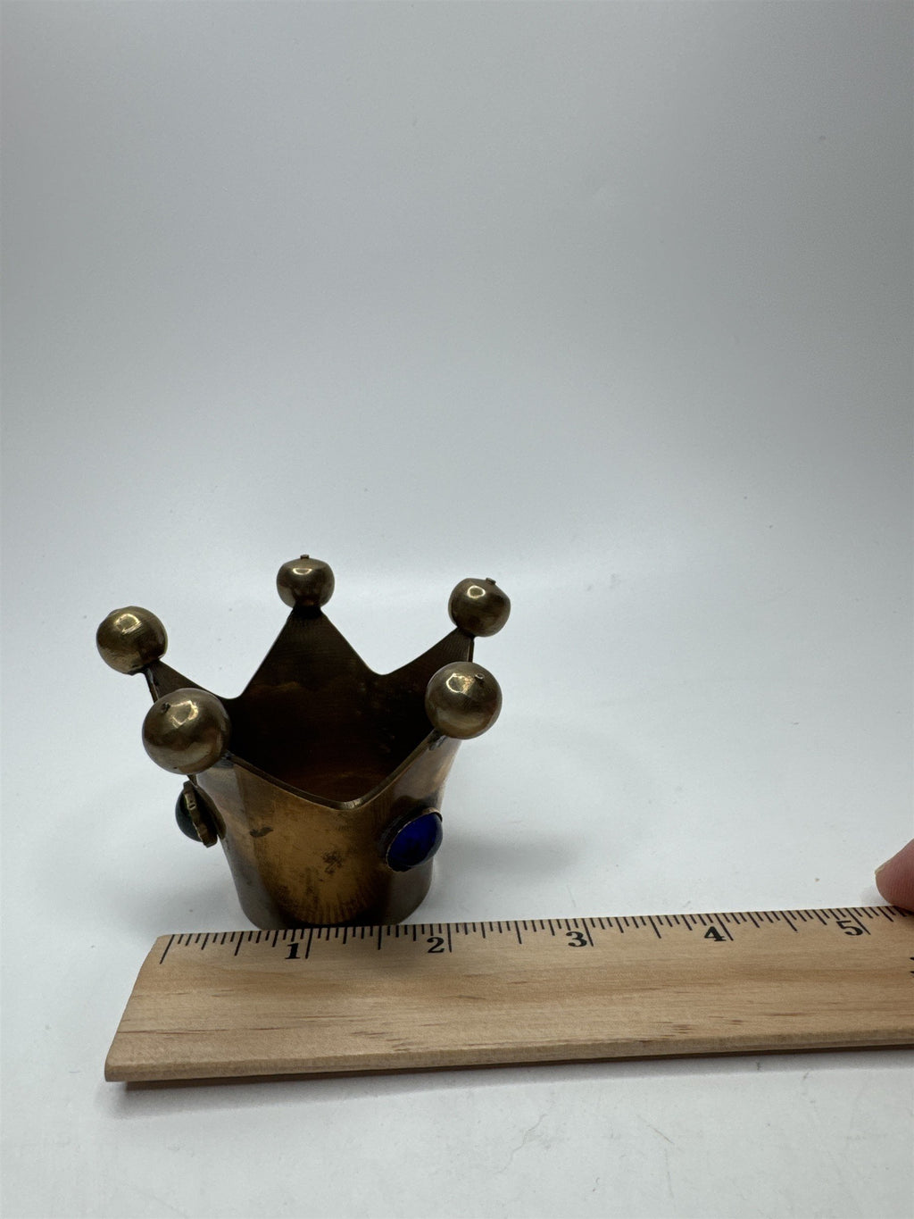 VTG Jester Brass Candle Holder Glass Jewels Fools Cap Decor