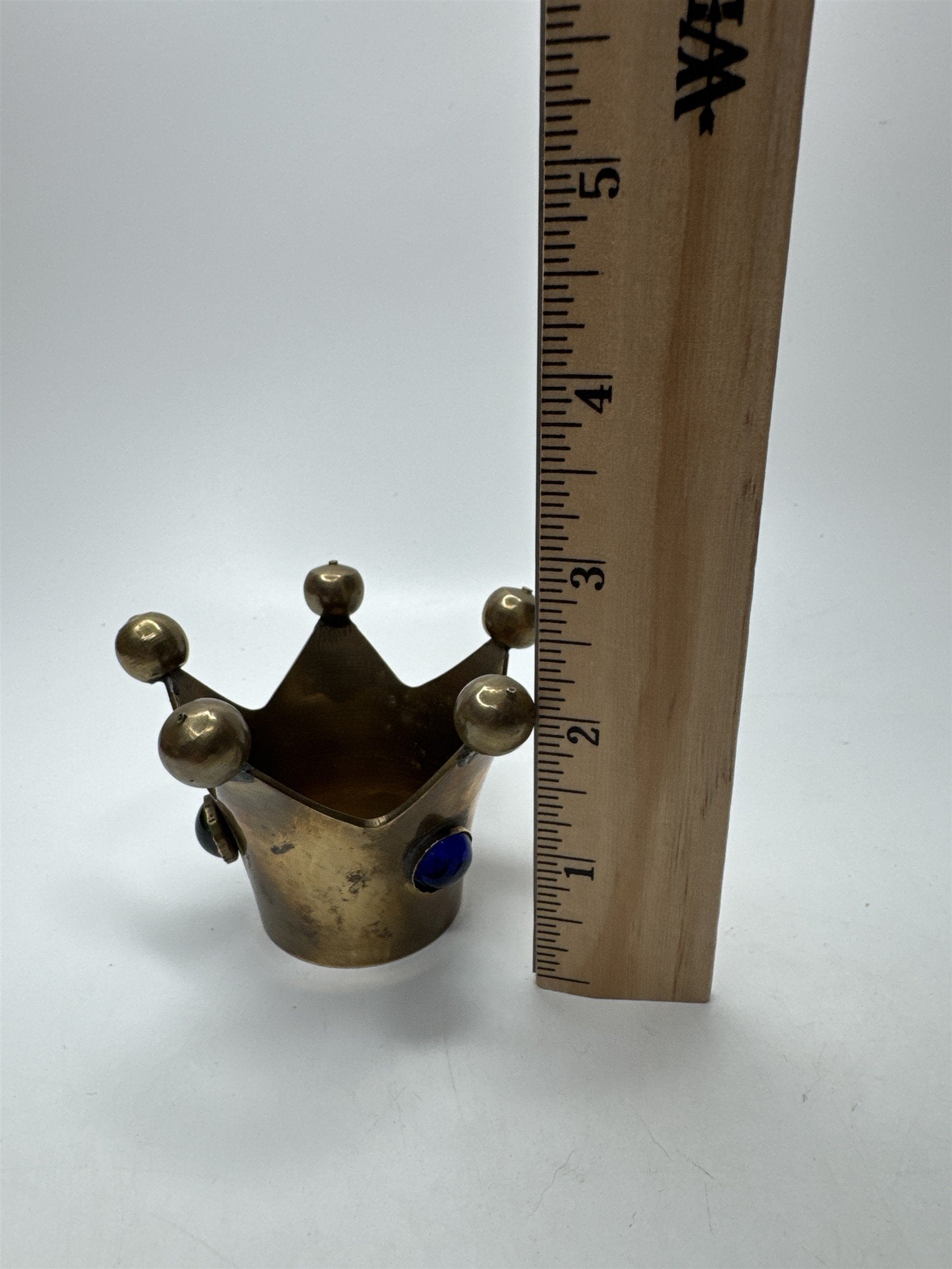 VTG Jester Brass Candle Holder Glass Jewels Fools Cap Decor