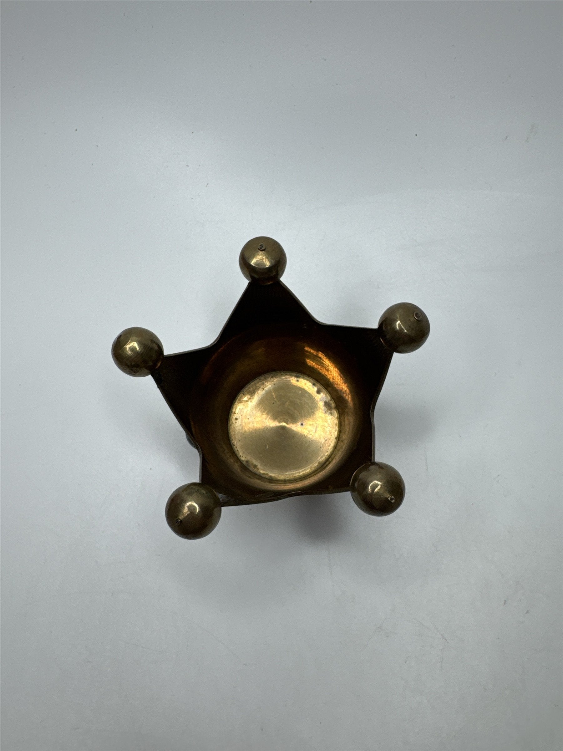 VTG Jester Brass Candle Holder Glass Jewels Fools Cap Decor