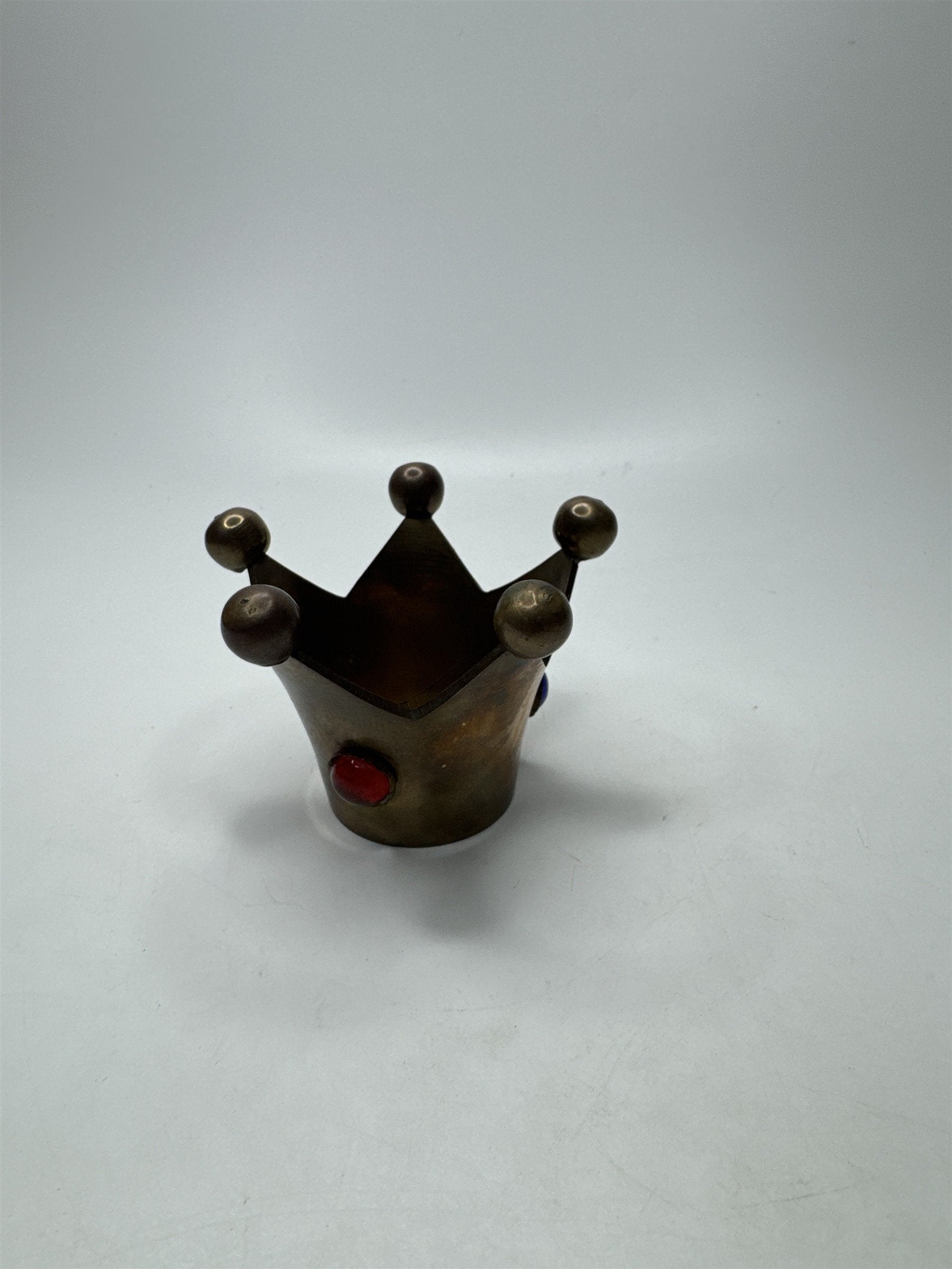 VTG Jester Brass Candle Holder Glass Jewels Fools Cap Decor