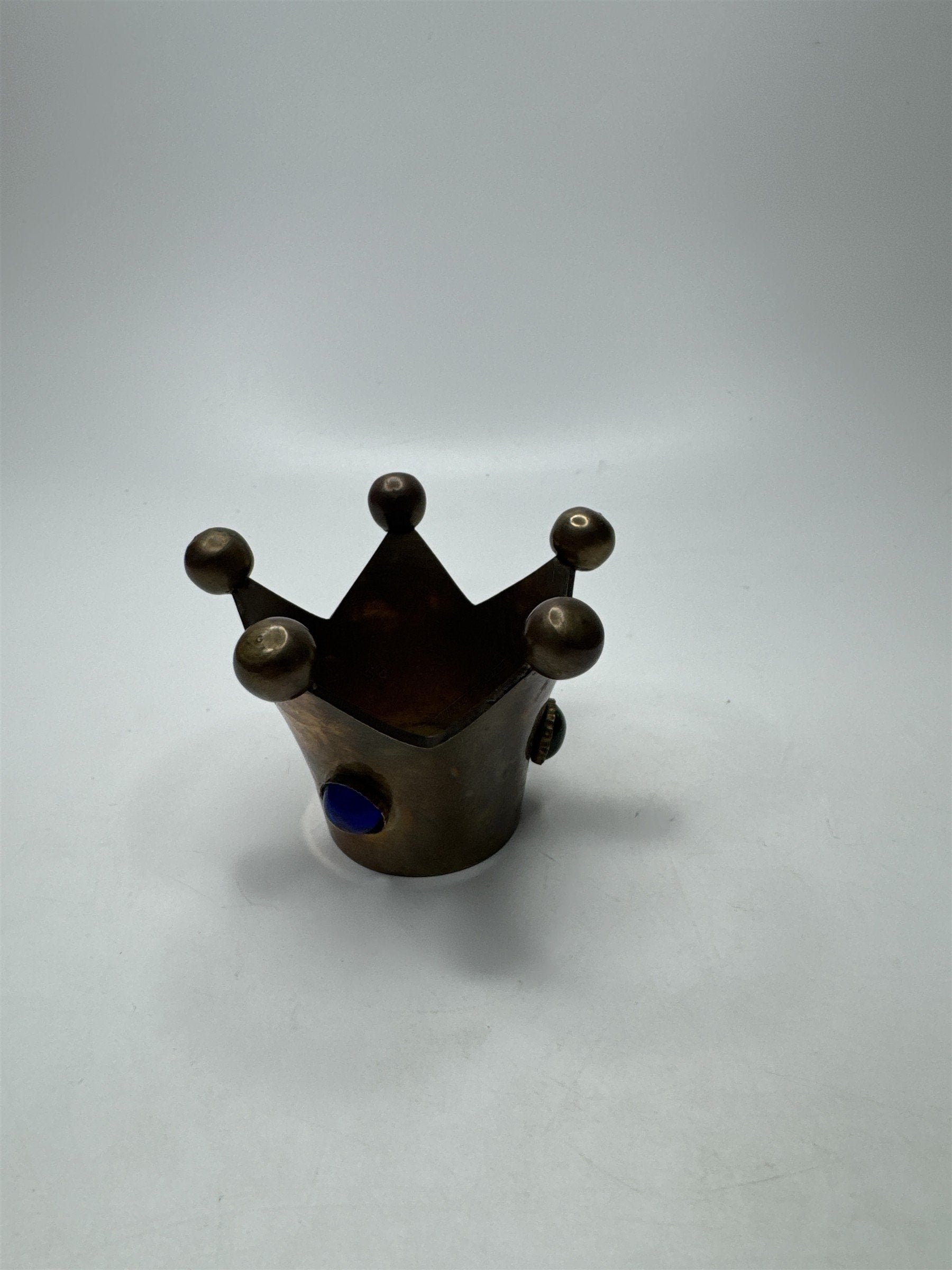 VTG Jester Brass Candle Holder Glass Jewels Fools Cap Decor