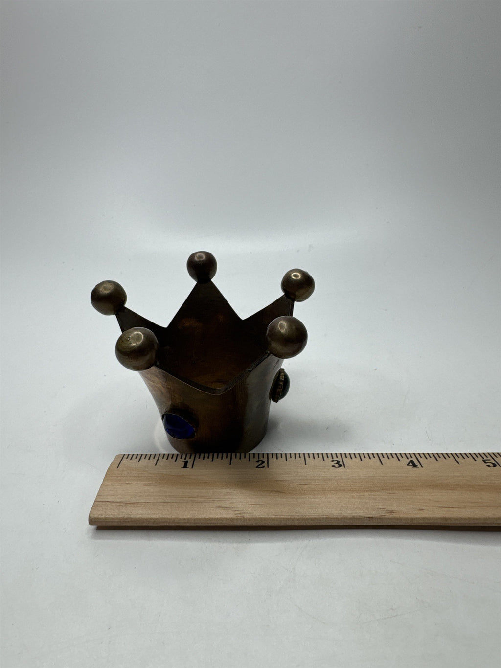 VTG Jester Brass Candle Holder Glass Jewels Fools Cap Decor