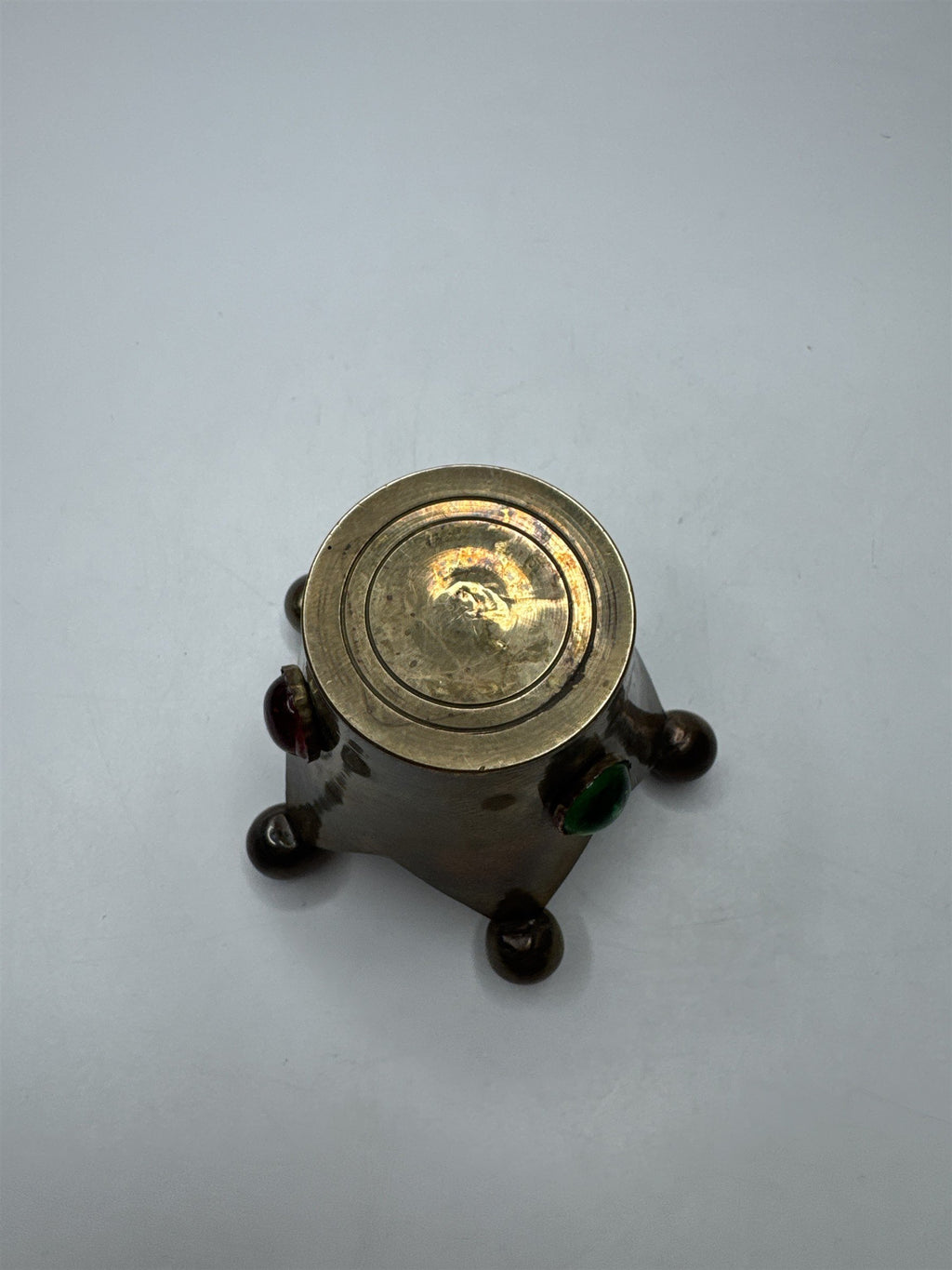 VTG Jester Brass Candle Holder Glass Jewels Fools Cap Decor