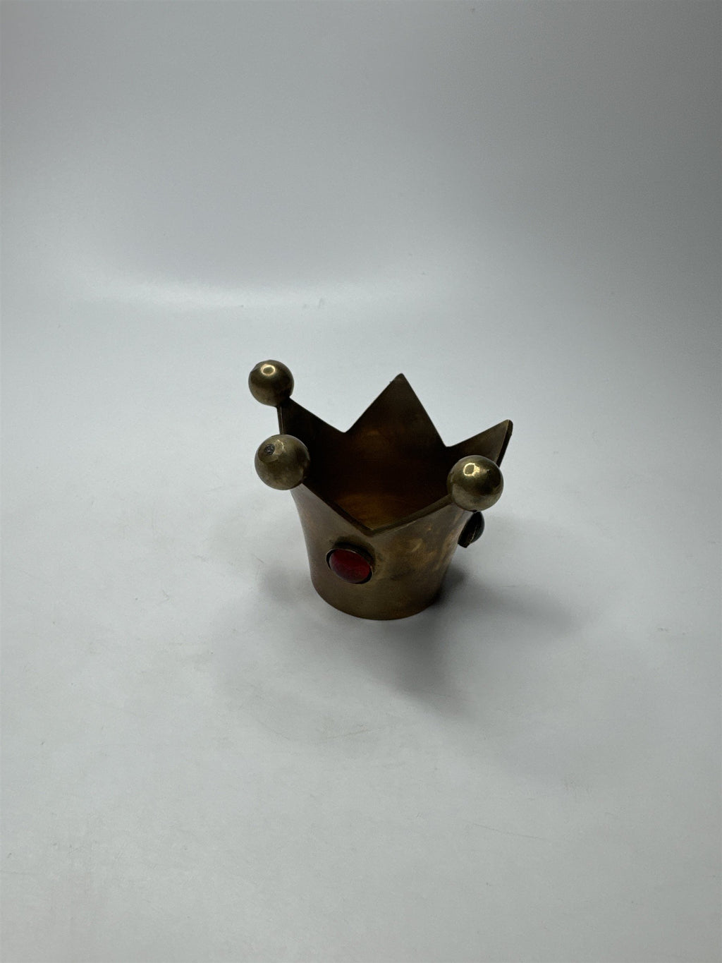 VTG Jester Brass Candle Holder Glass Jewels Fools Cap Decor