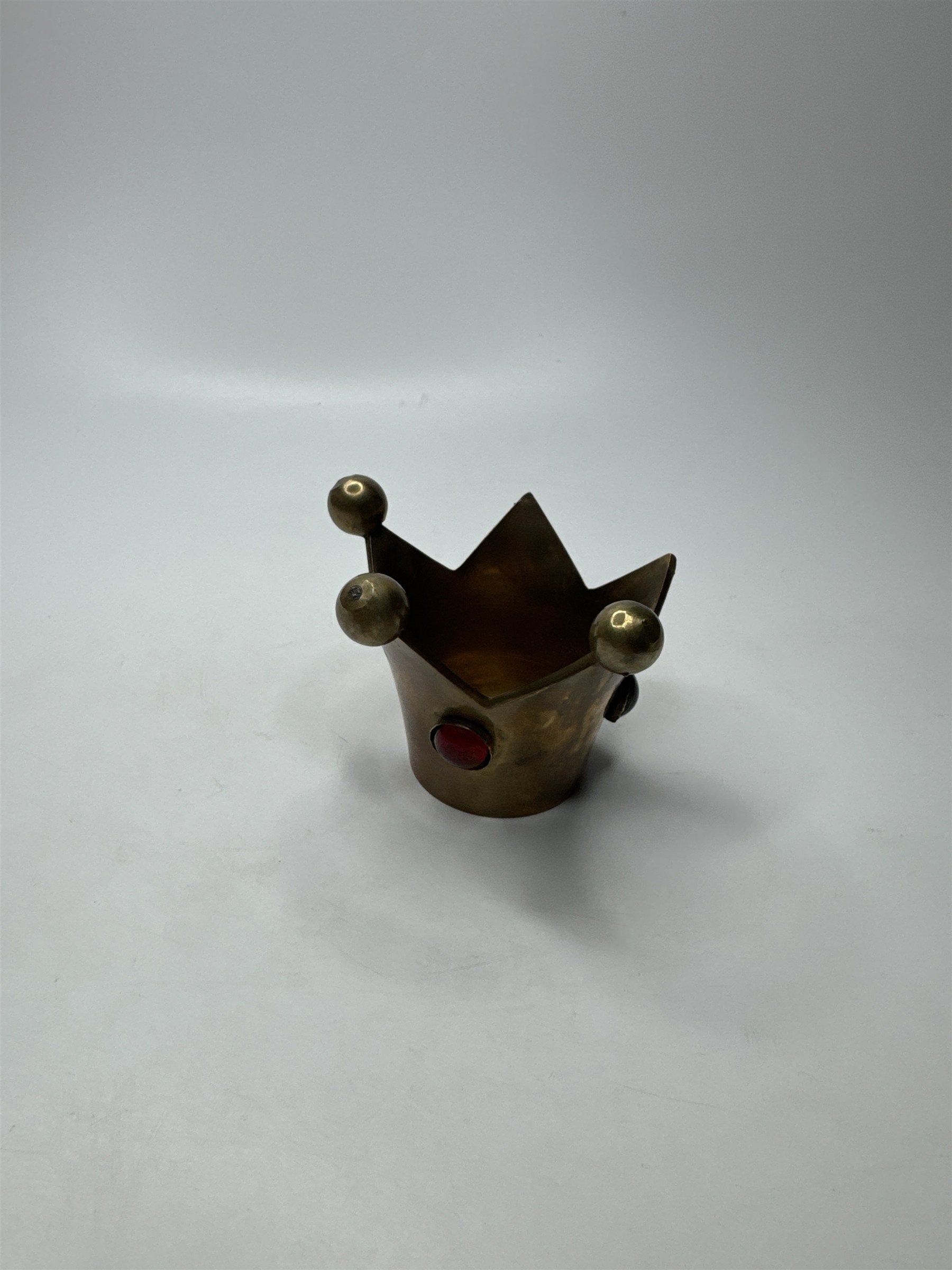 VTG Jester Brass Candle Holder Glass Jewels Fools Cap Decor