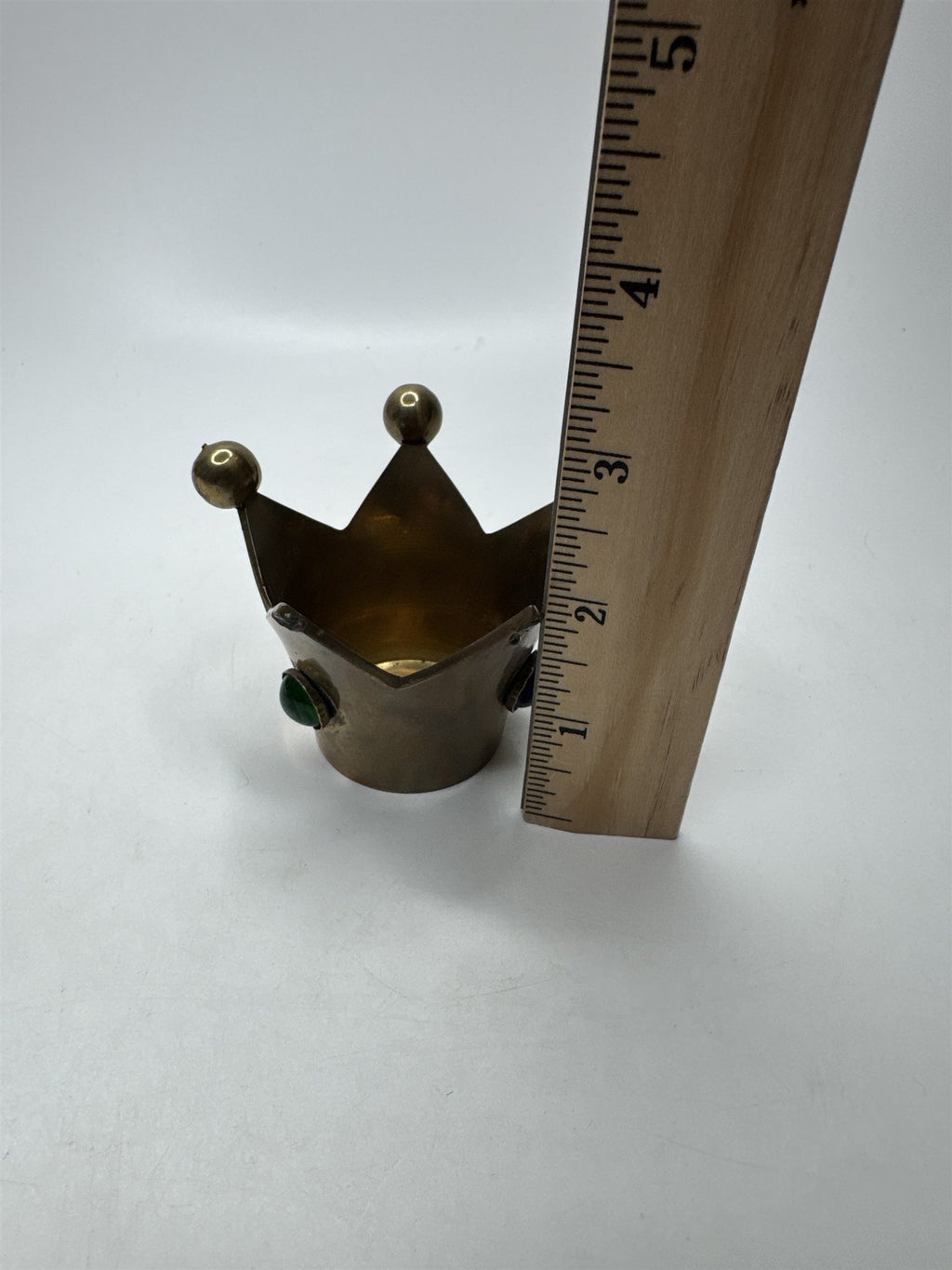 VTG Jester Brass Candle Holder Glass Jewels Fools Cap Decor