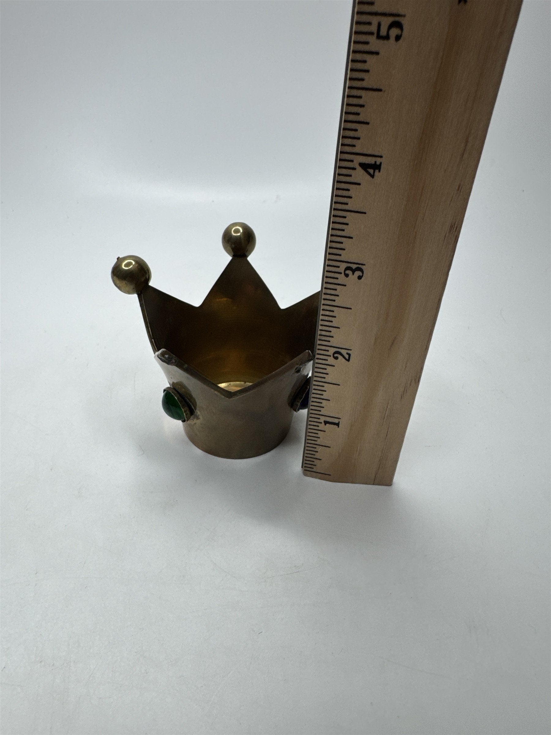 VTG Jester Brass Candle Holder Glass Jewels Fools Cap Decor
