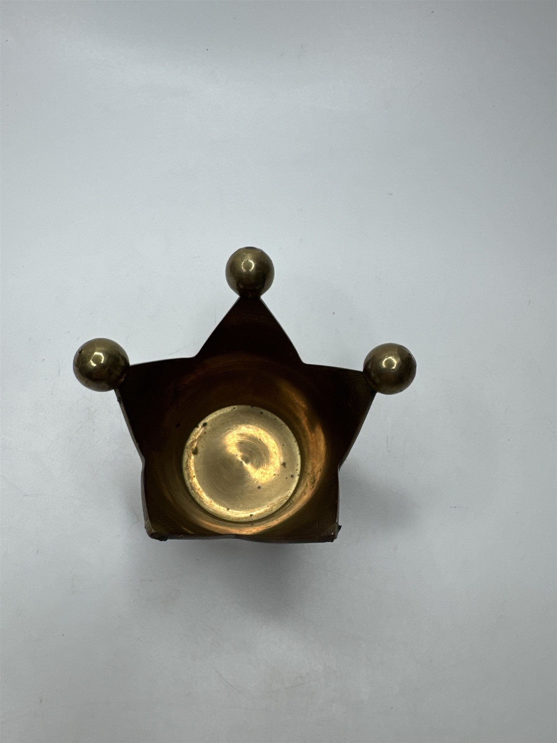 VTG Jester Brass Candle Holder Glass Jewels Fools Cap Decor