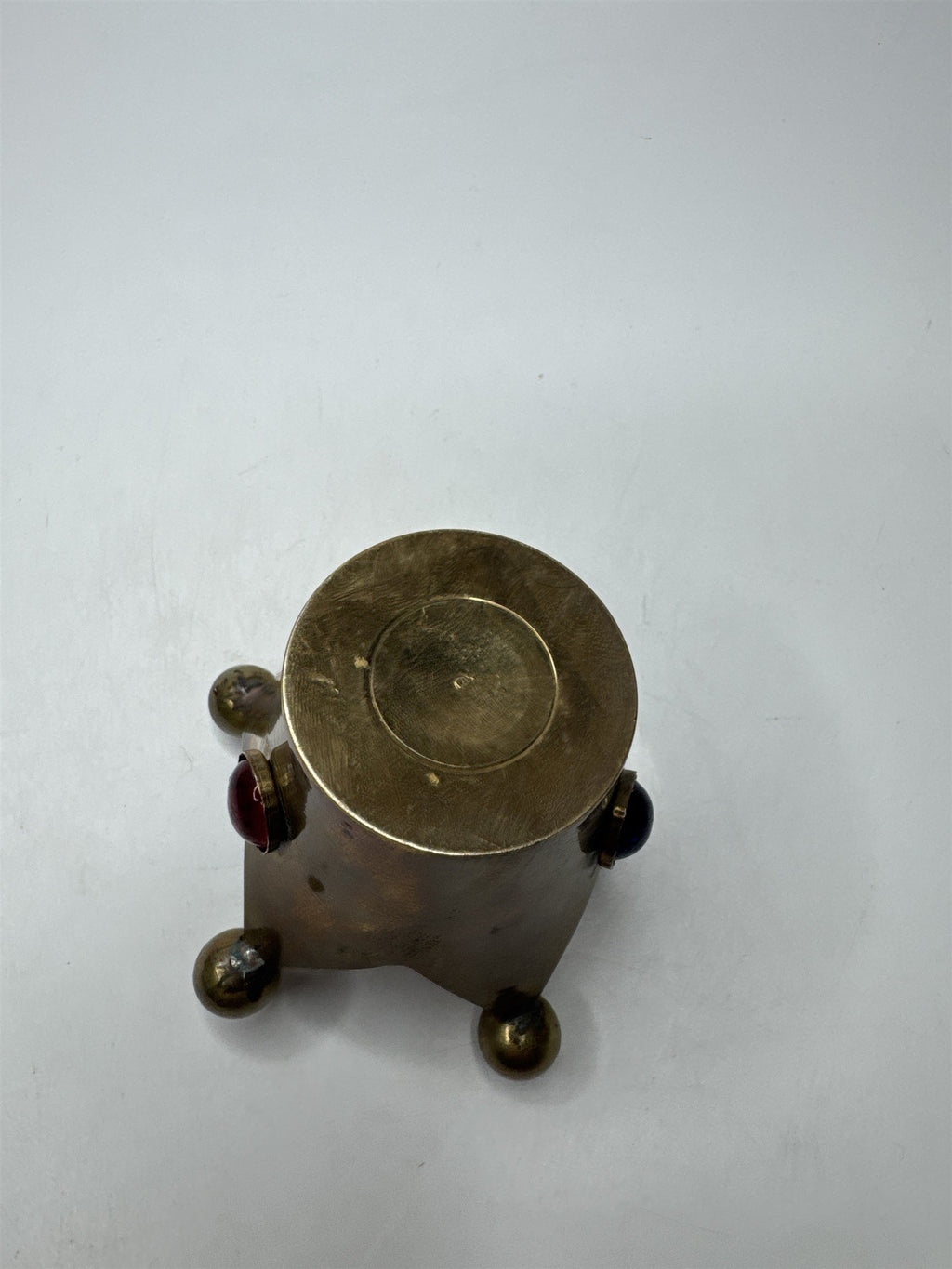VTG Jester Brass Candle Holder Glass Jewels Fools Cap Decor