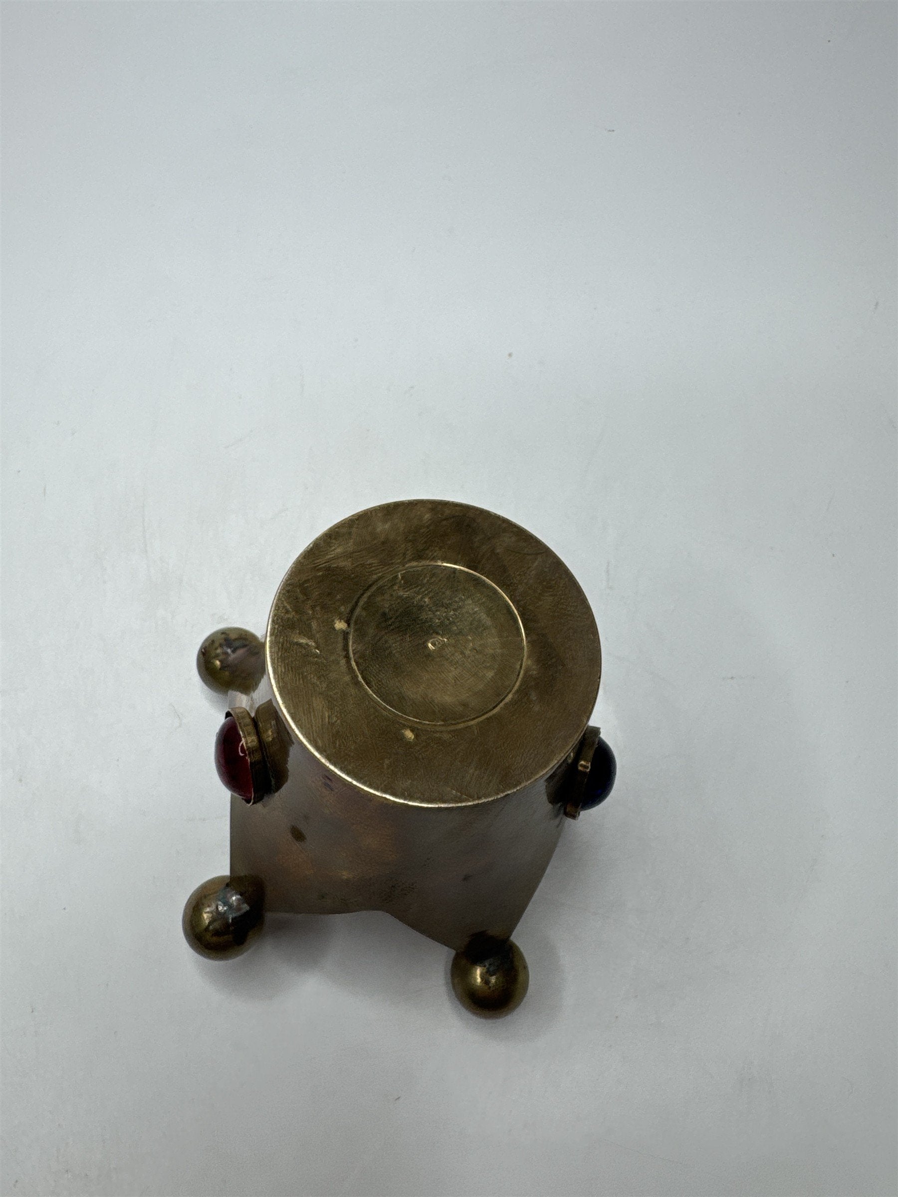 VTG Jester Brass Candle Holder Glass Jewels Fools Cap Decor