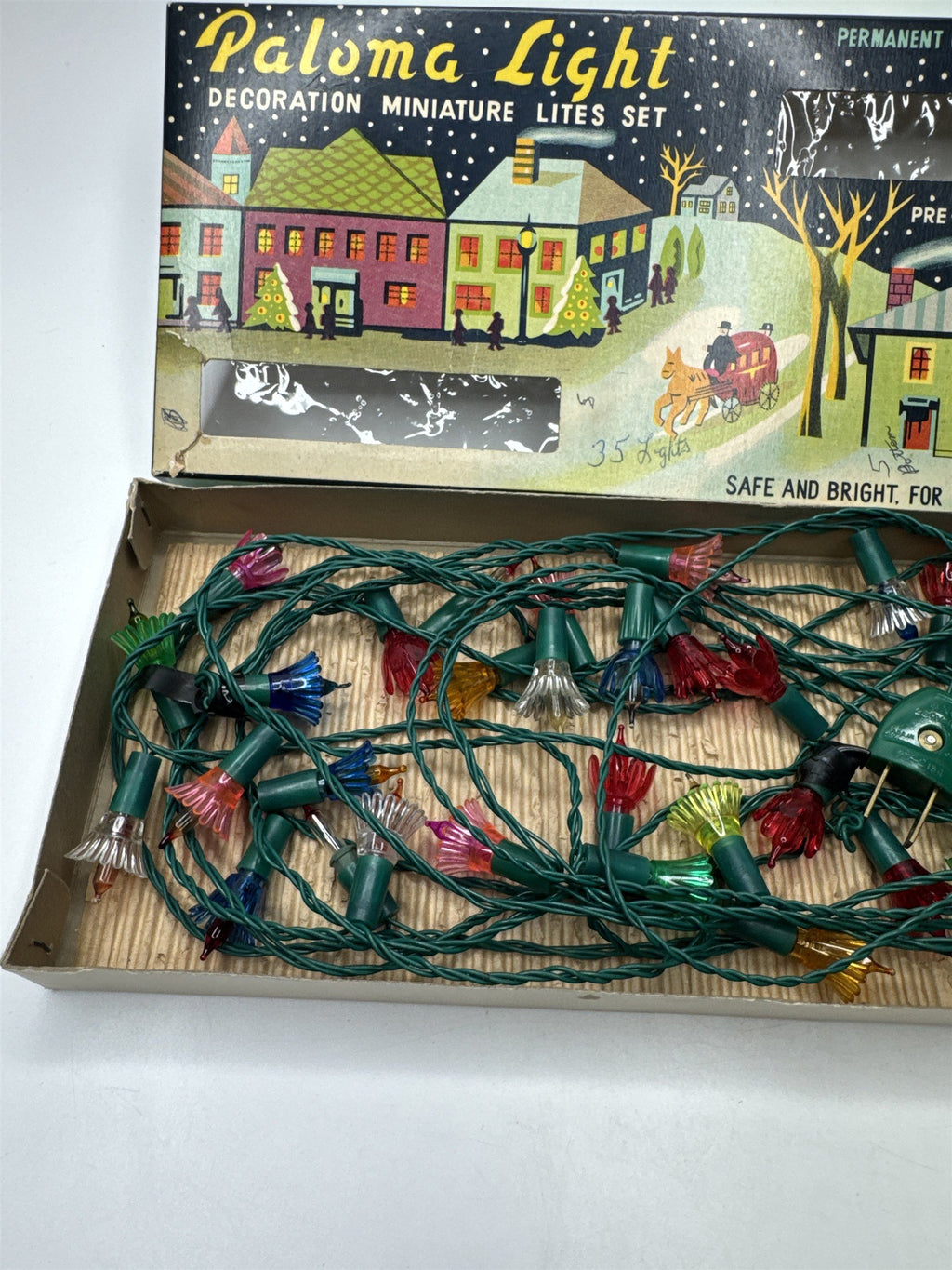 VTG Paloma Miniature Christmas Lights Set Holiday Decor Collector Lites REPAIRED