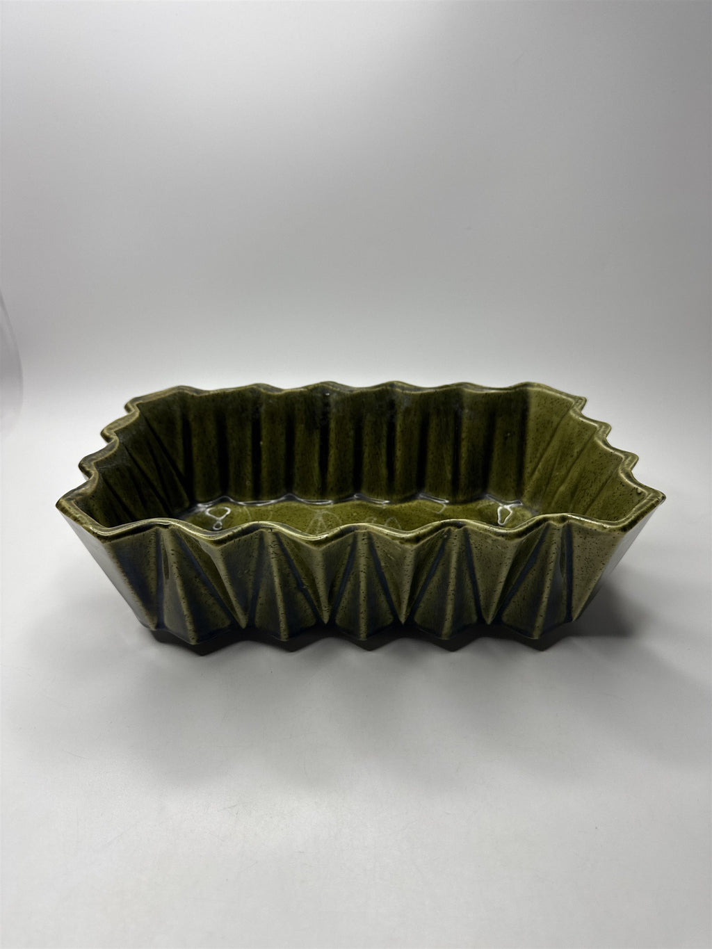 VTG MCM USA Made Upco 279 Green Glazed Modern Ceramic Dish Planter Trinket Dish