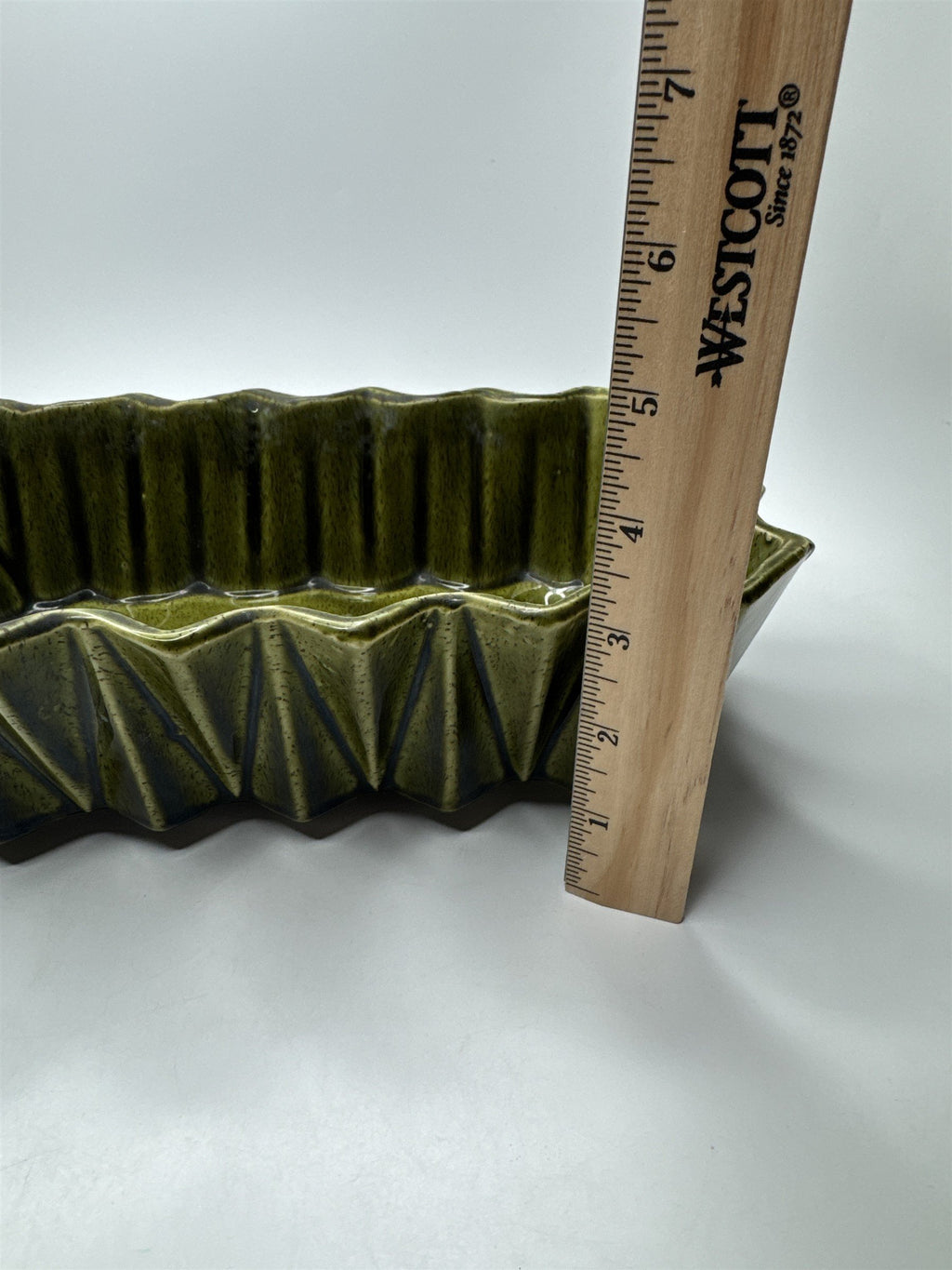 VTG MCM USA Made Upco 279 Green Glazed Modern Ceramic Dish Planter Trinket Dish