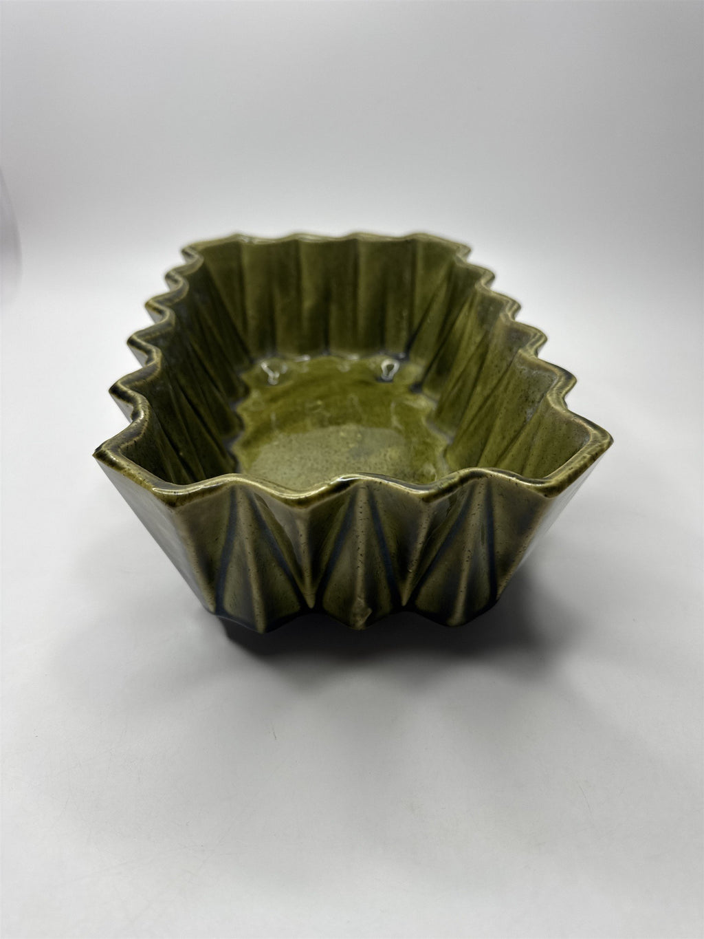 VTG MCM USA Made Upco 279 Green Glazed Modern Ceramic Dish Planter Trinket Dish