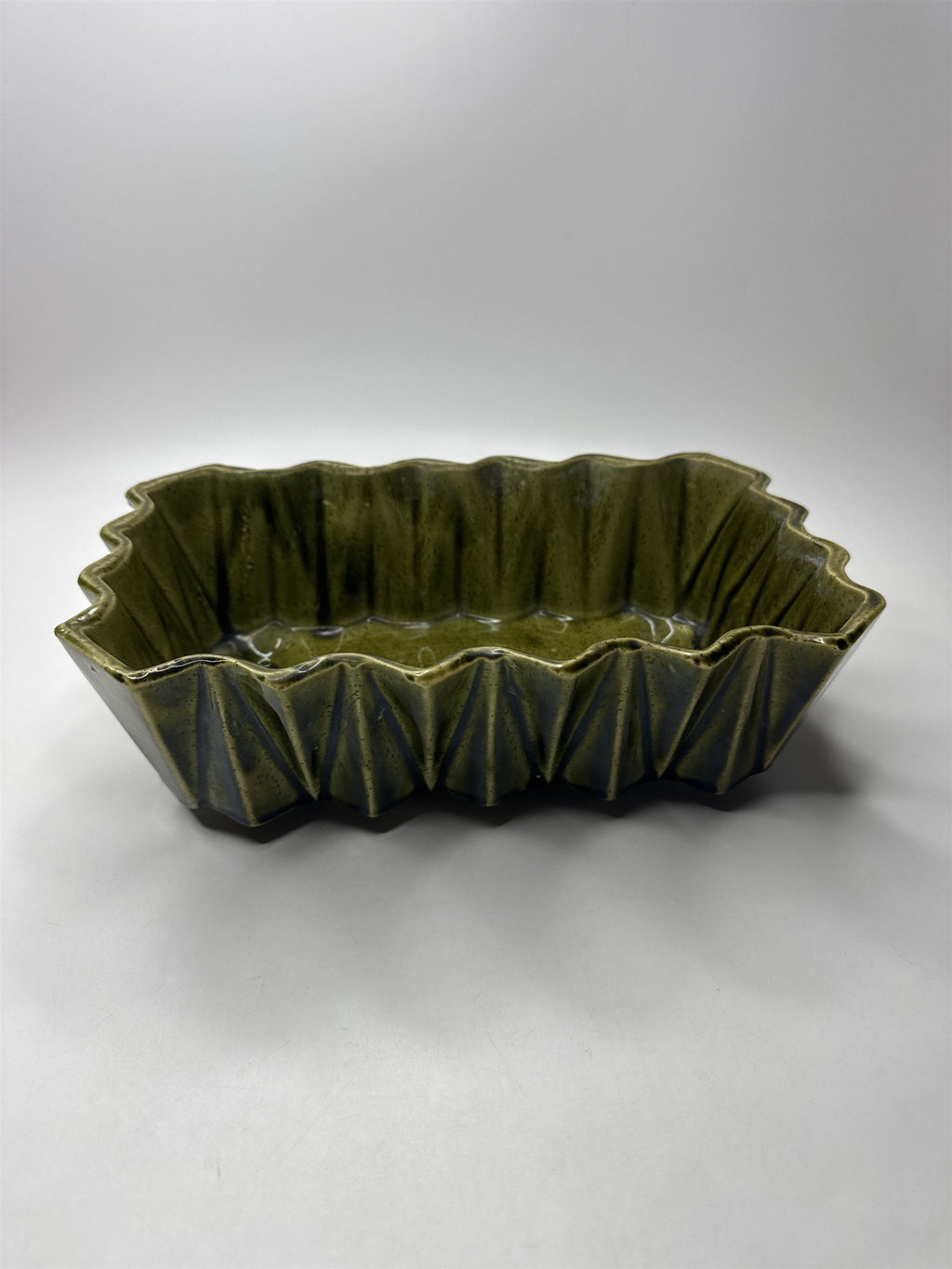 VTG MCM USA Made Upco 279 Green Glazed Modern Ceramic Dish Planter Trinket Dish
