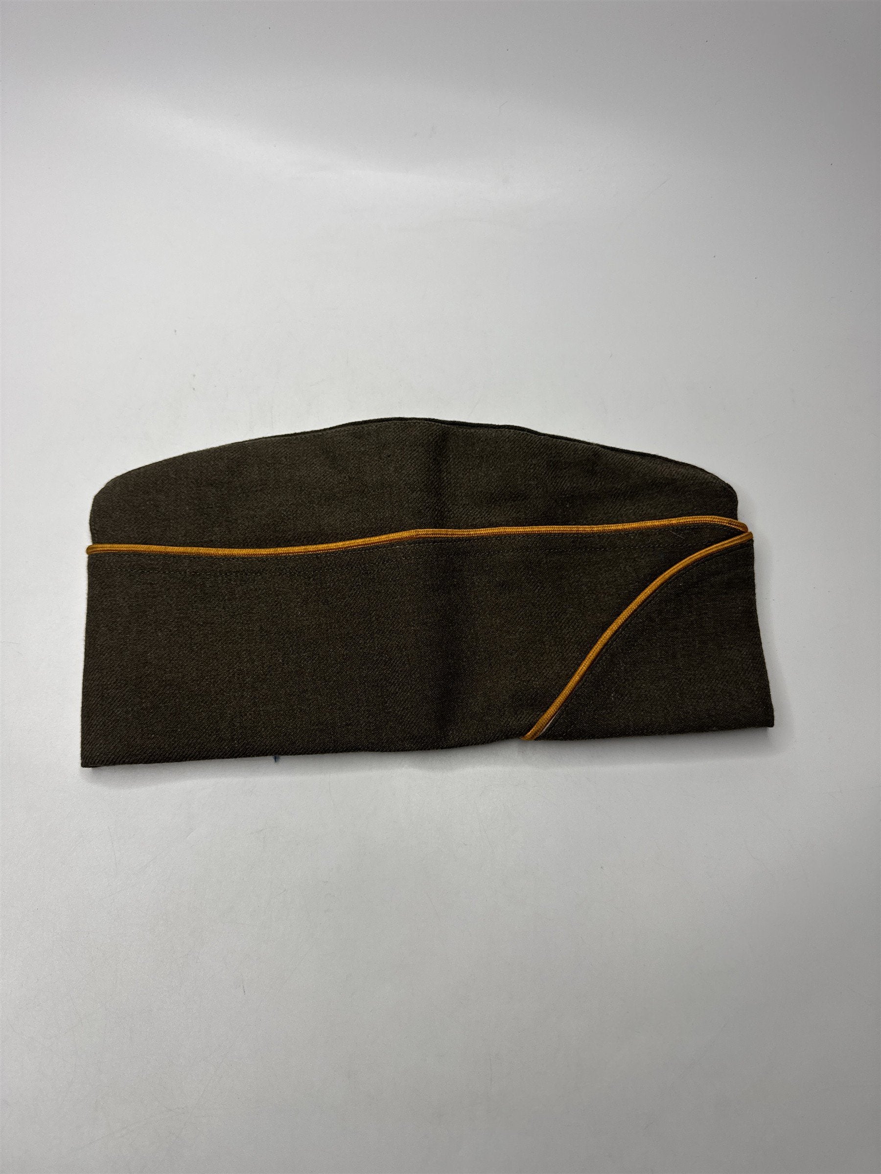WWII Era USMC Army Green Signal Corps 7-1/4 Overseas Cap Garrison Hat Vintage