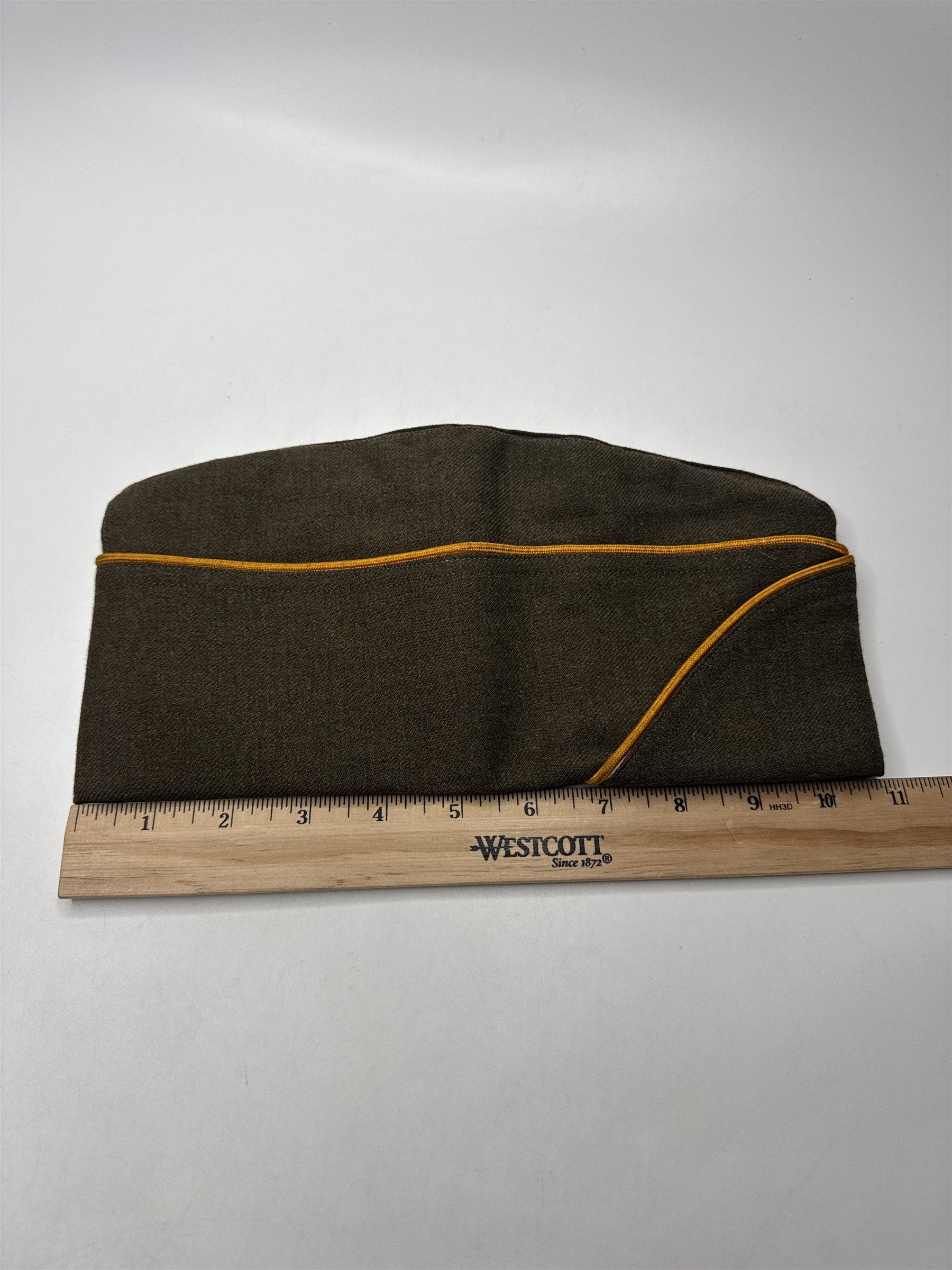WWII Era USMC Army Green Signal Corps 7-1/4 Overseas Cap Garrison Hat Vintage