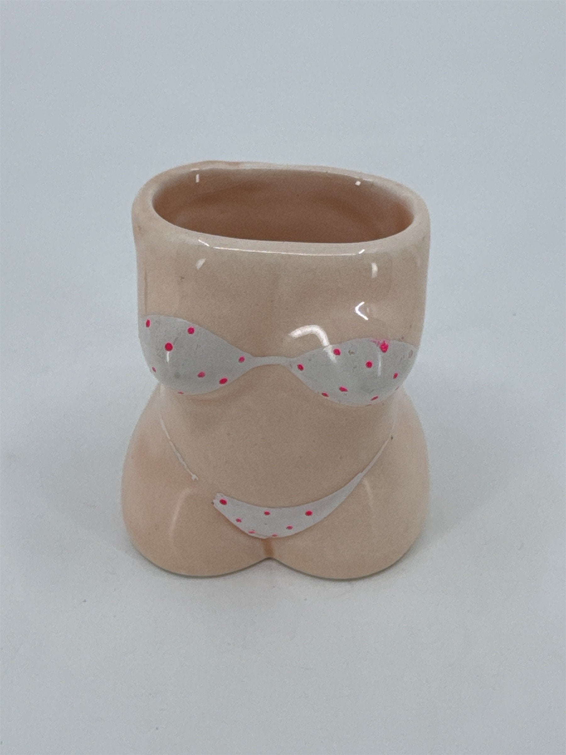 Vintage A Gift Corp Ceramic Polka Dot Bikini Thong Toothpick Holder