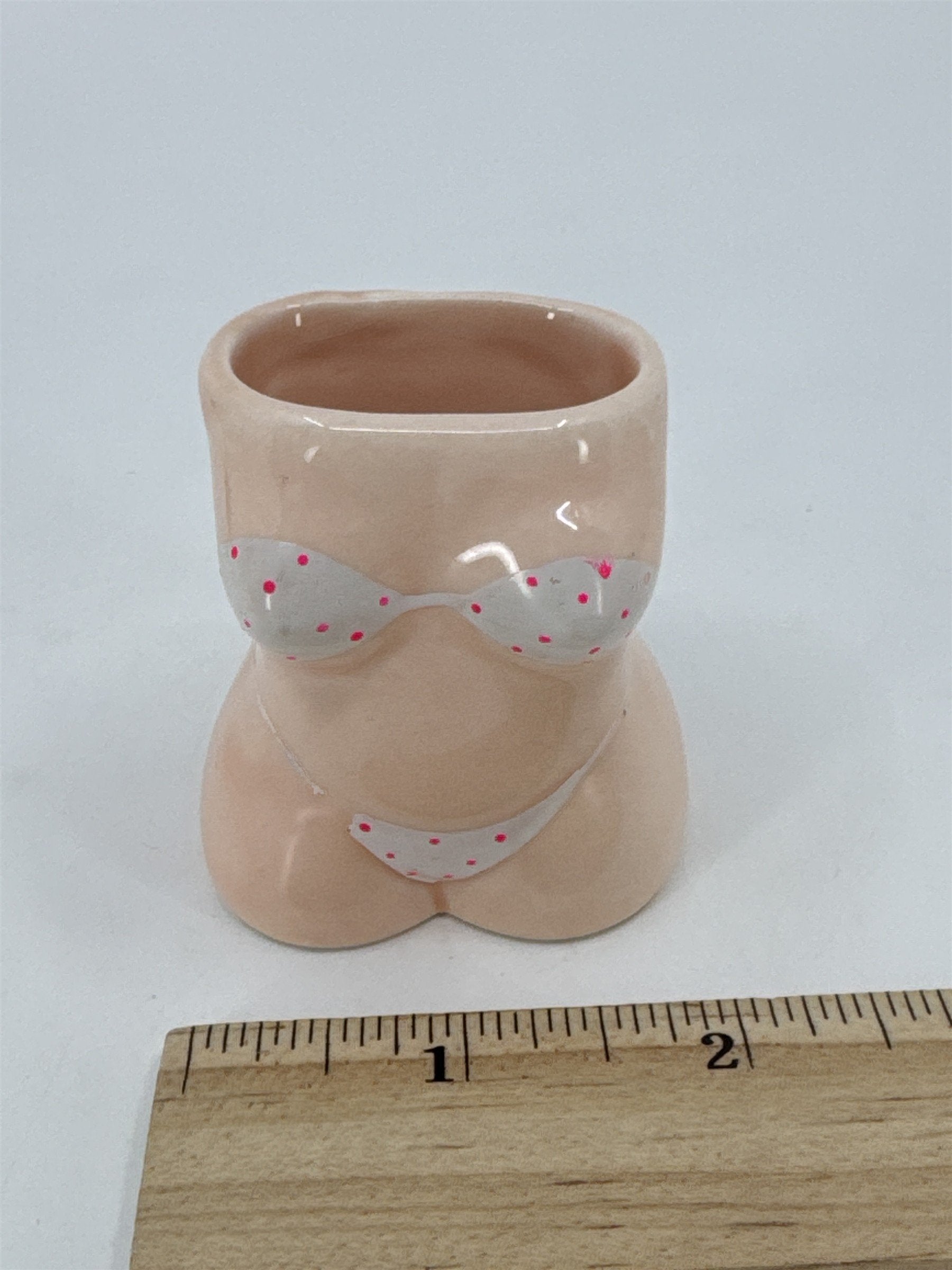 Vintage A Gift Corp Ceramic Polka Dot Bikini Thong Toothpick Holder