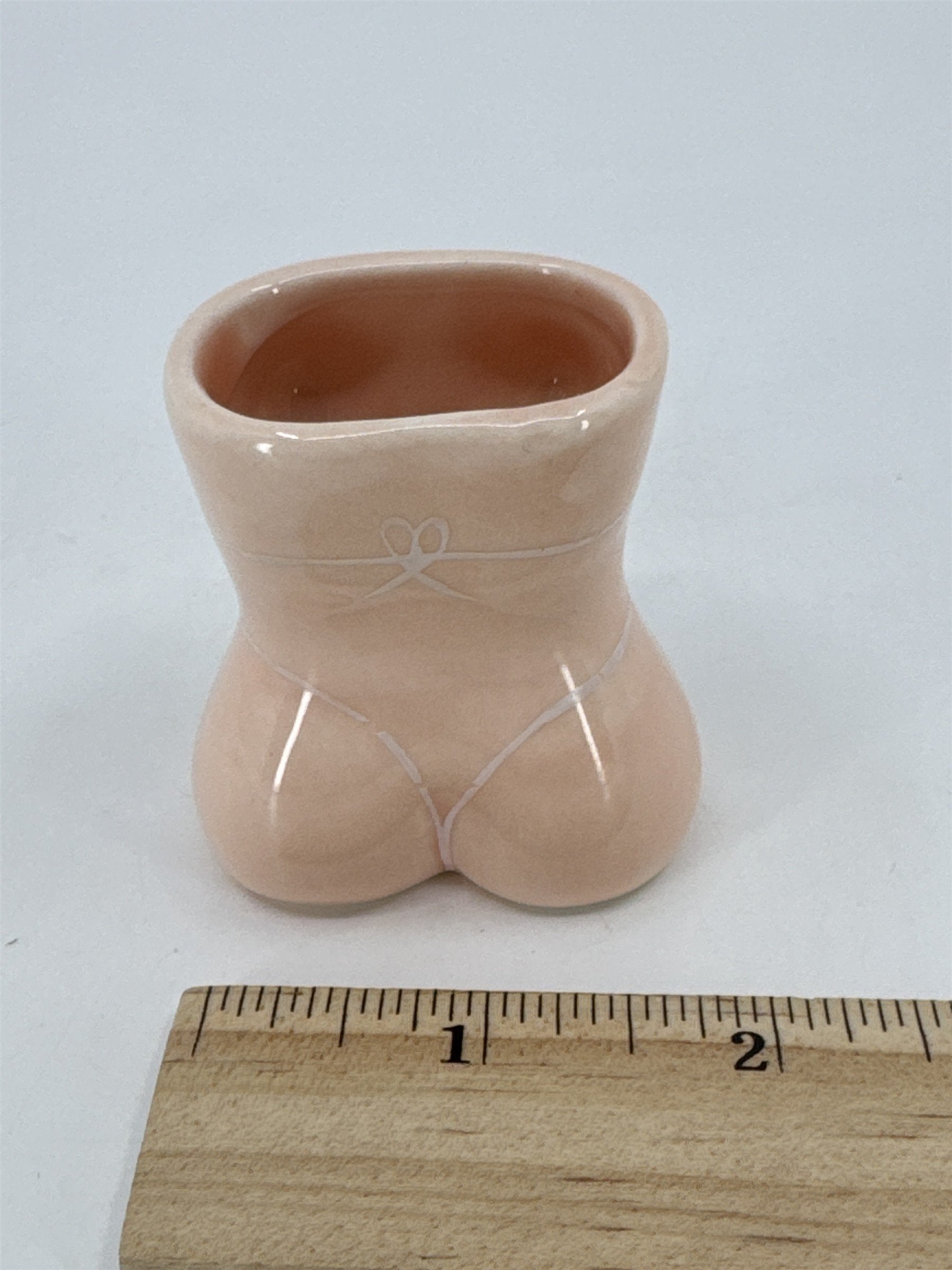 Vintage A Gift Corp Ceramic Polka Dot Bikini Thong Toothpick Holder